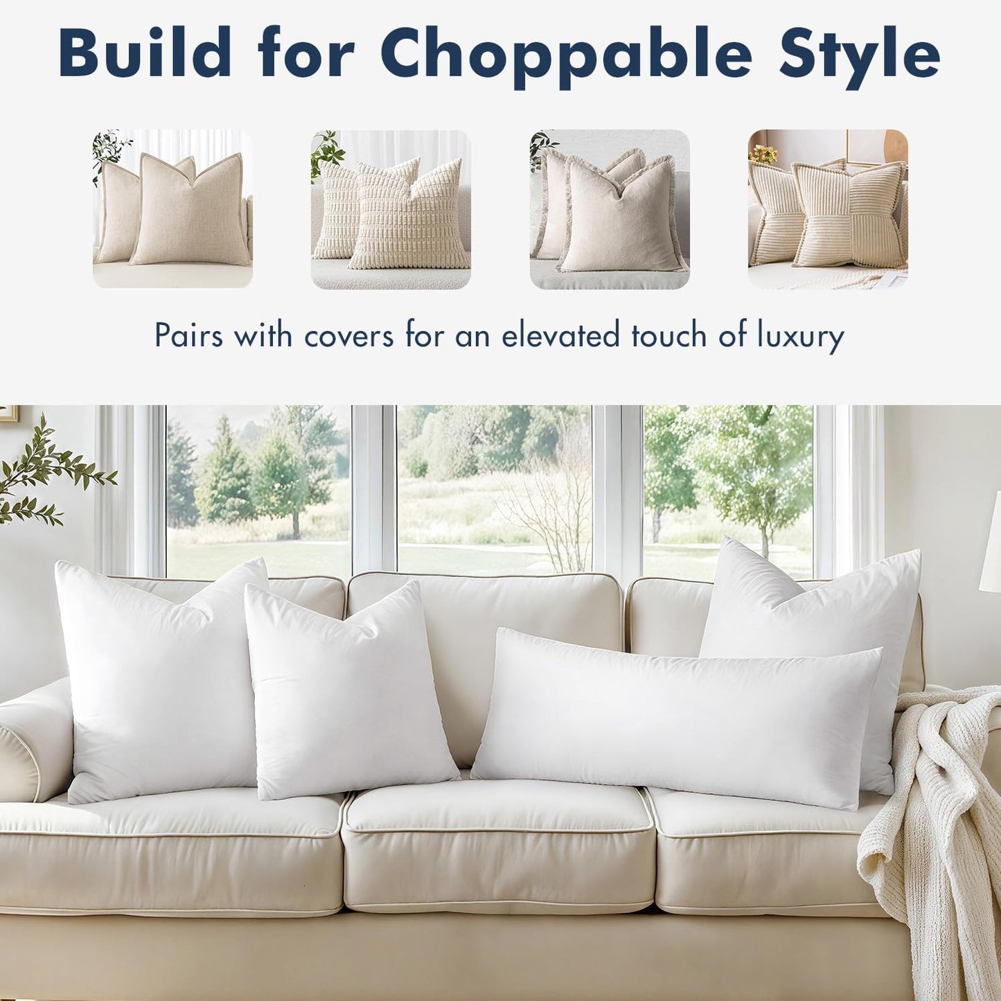 MIULEE 26x26 Euro Pillow Inserts,Set of 2 Down Feather Throw Pillows f