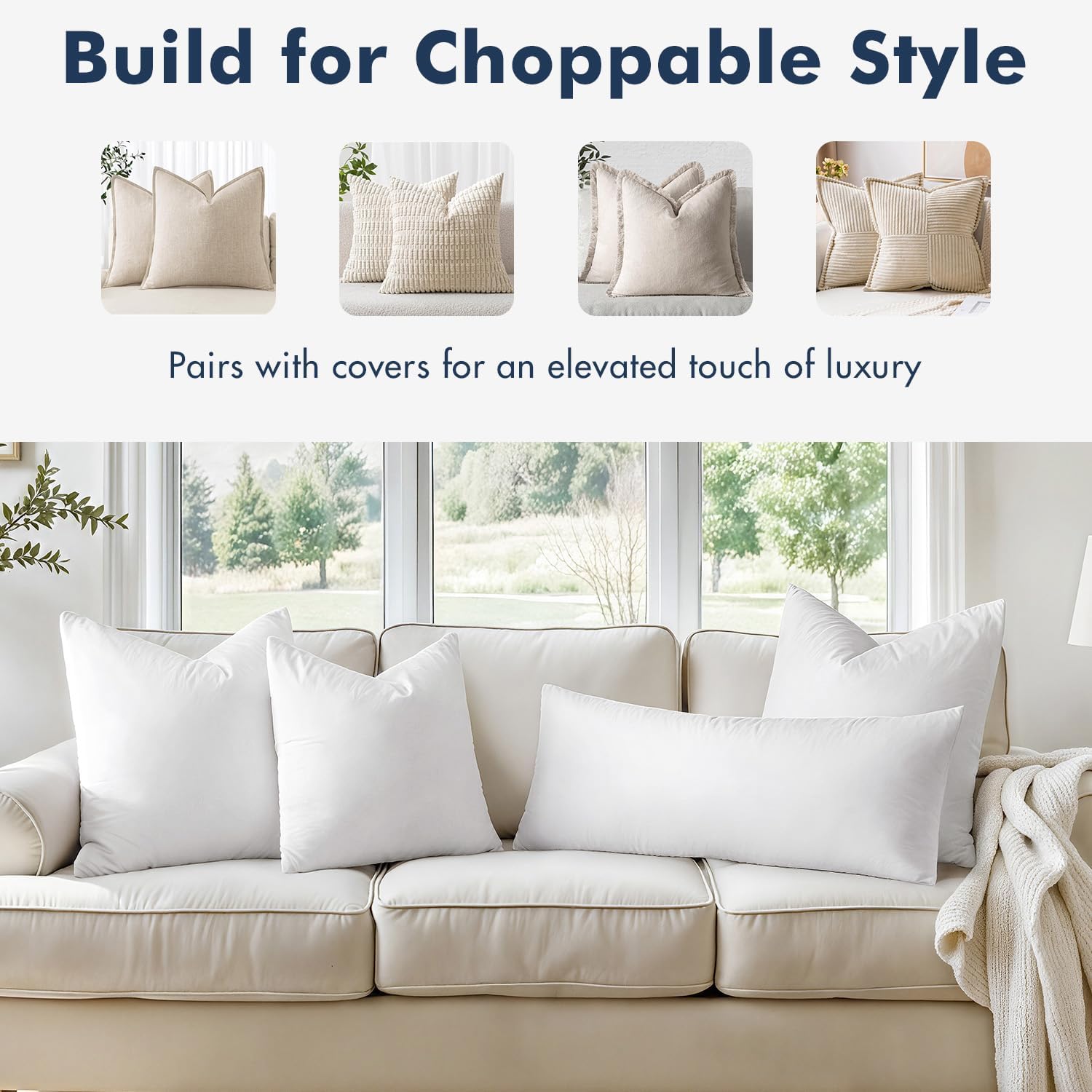 MIULEE 26x26 Euro Pillow Inserts,Set of 2 Down Feather Throw Pillows f