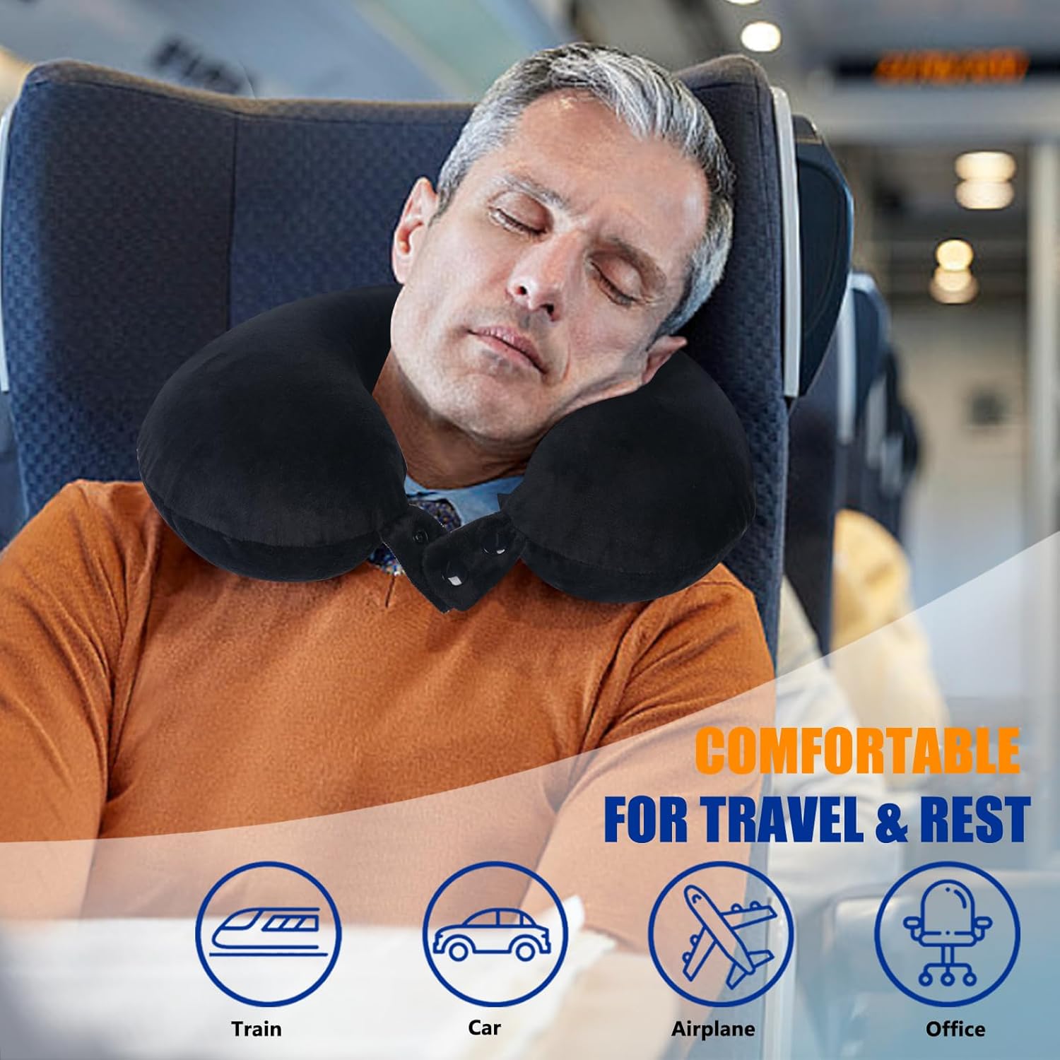SAIREIDER Travel Pillow 100% Pure Memory Foam Travel Neck Pillow, Airp