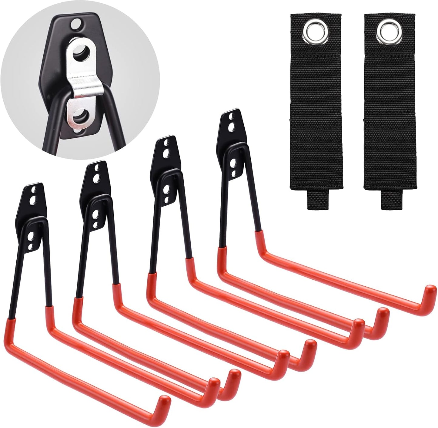 Garage Storage Utility Hooks,Wall Mount&Heavy Duty Garage Hanger & Organizer to Handle Ladder, Hold Chairs,with Premium Steel to Hang Heavy Tools for Up to 55lbs(4Pack*7.5Inch)