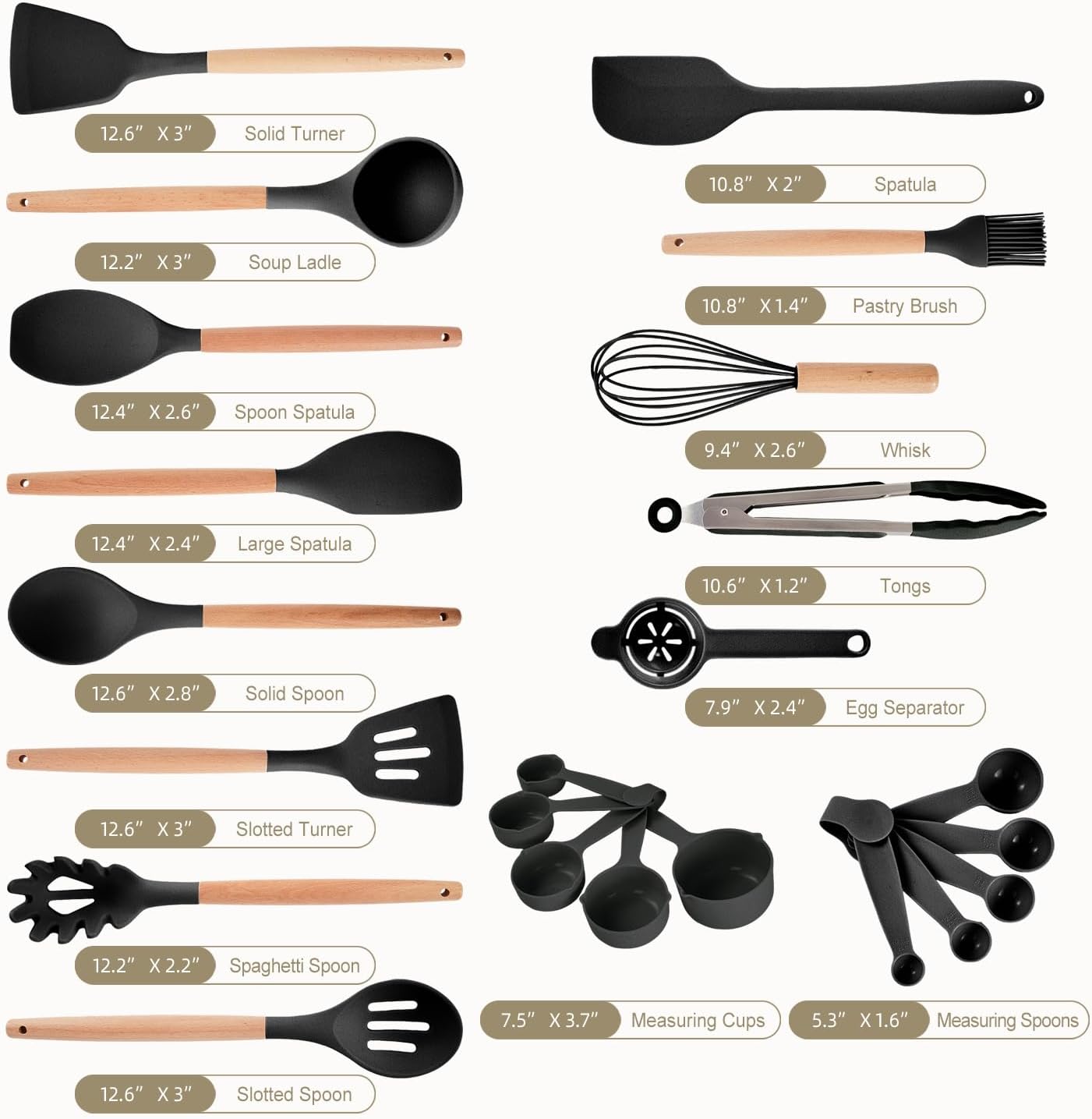 Kitchen Utensils Set - 34 PCS Non-Stick Silicone Cooking Utensils Set 