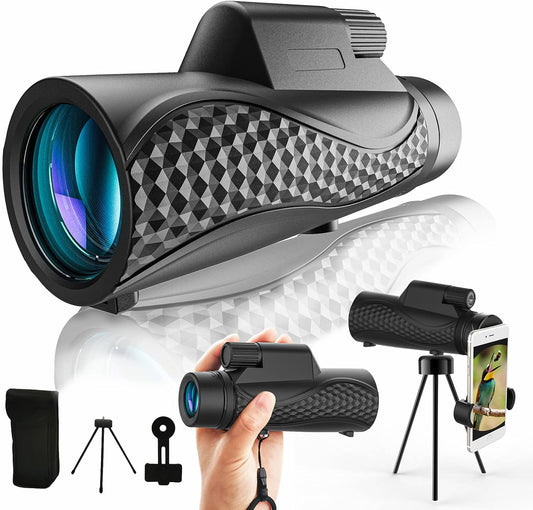 Monocular Telescope 10X42 Compact Monoculars for Adults High Porwered Monoculrar with Smartphone Adapter &Tripod HD Monocular for Viewing Wildlife Hunting Bird Watching Hiking Traveling