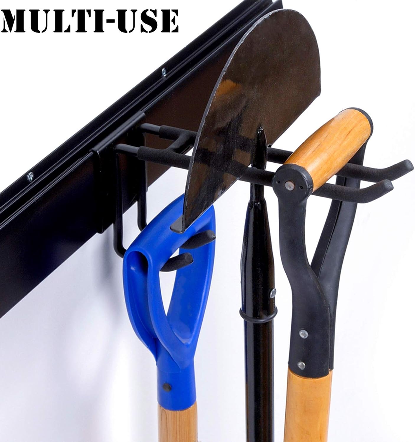 WALMANN Wall Mount Tool Organizer, Mop and Broom Holder, Garage Tools Storage Rack, Heavy Duty Garden Tool Storage Rack, Holds Up to 300 lbs