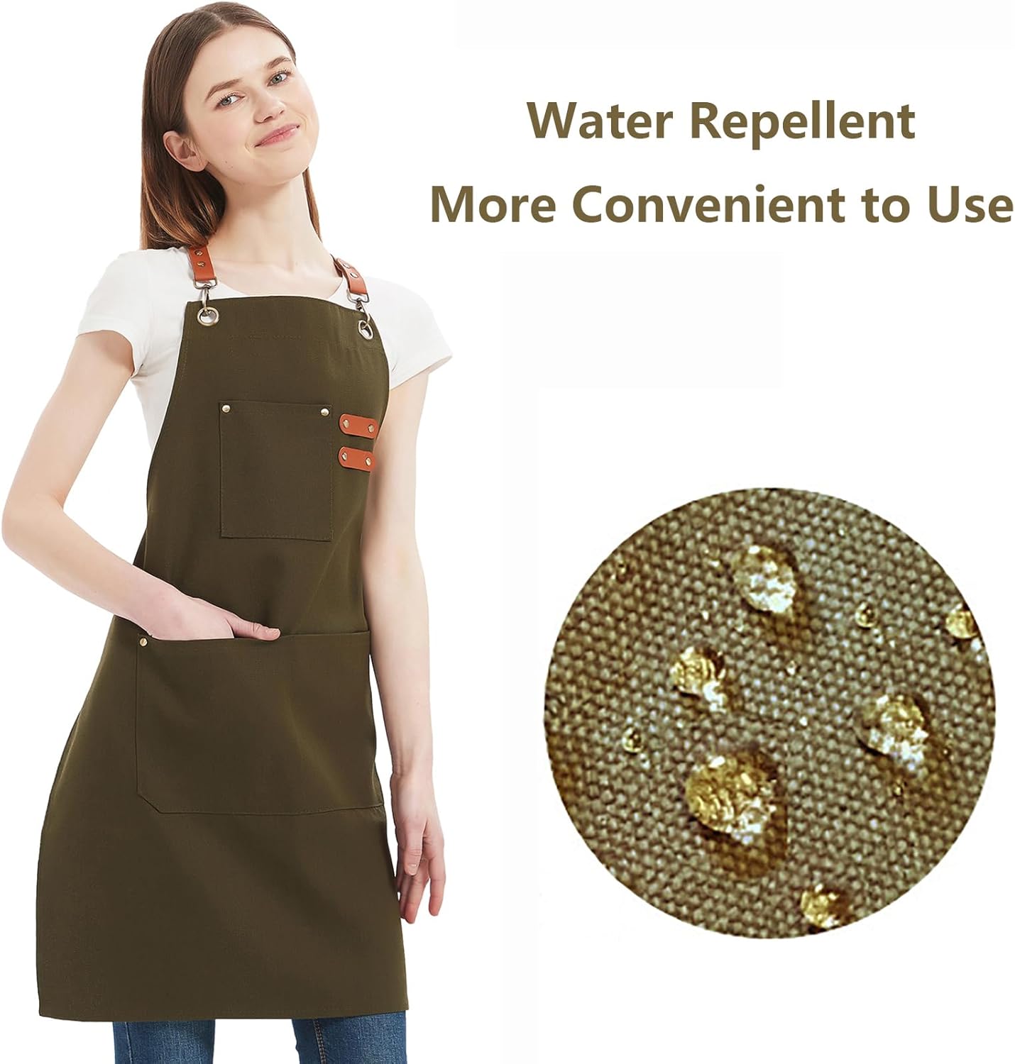 AFUN Chef Aprons for Women Men with Oversized Pockets, 12-Ounce Cotton