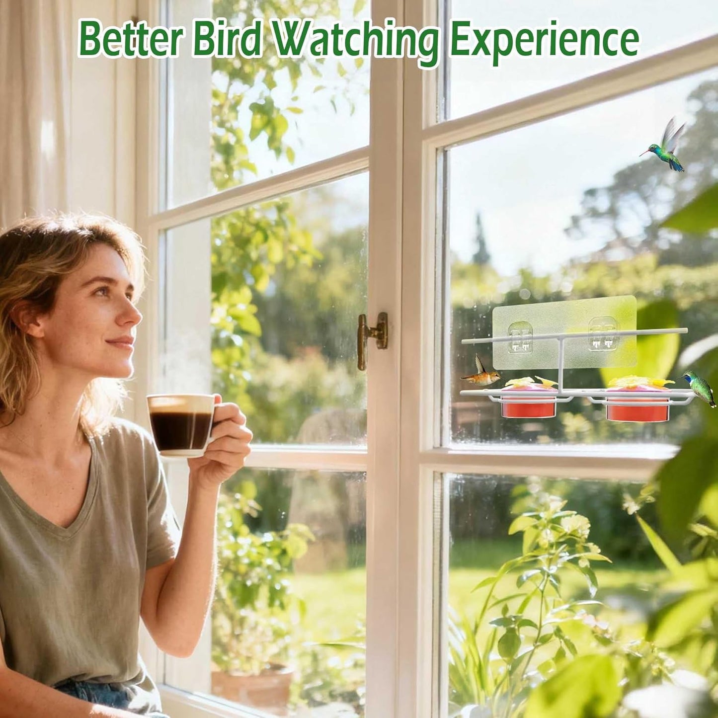 Window Hummingbird Feeders for Outdoors: Easy to Clean and Refil Nectar(2 oz) - Suitable for Sliding Glass Doors on Windows and Balcony - Gifts for Mom Dad Cats