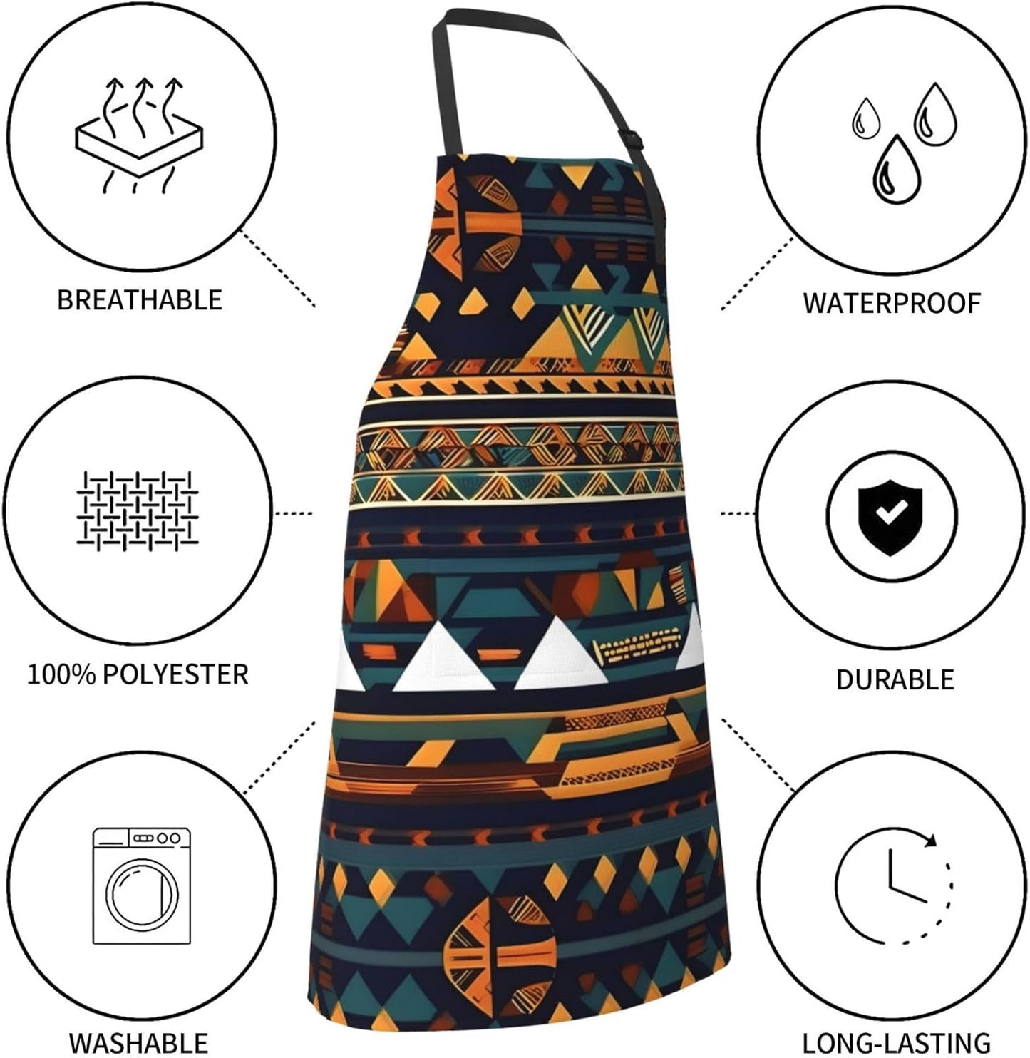 African Ethnic Pattern print Waterproof apron with pocket adjustable cooking apron for adult kitchen bibs to bake
