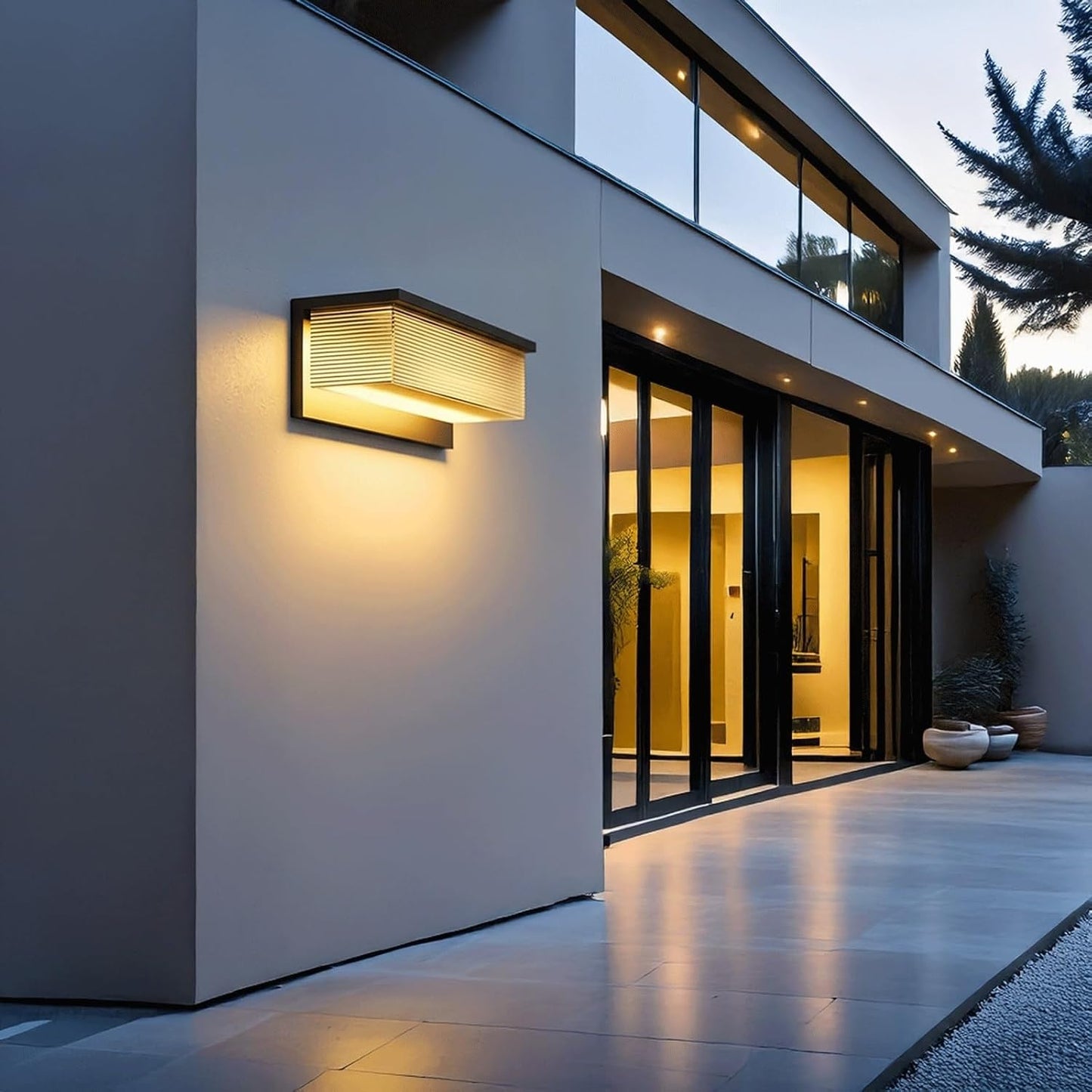 Solar Outdoor Wall Sconce LED Exterior Wall Lamp Stainless Steel Outdoor Wall Light Waterproof PC Wall Lantern Wireless Porch Lighting for Patio Villa Pool Garden Entryway Cottage