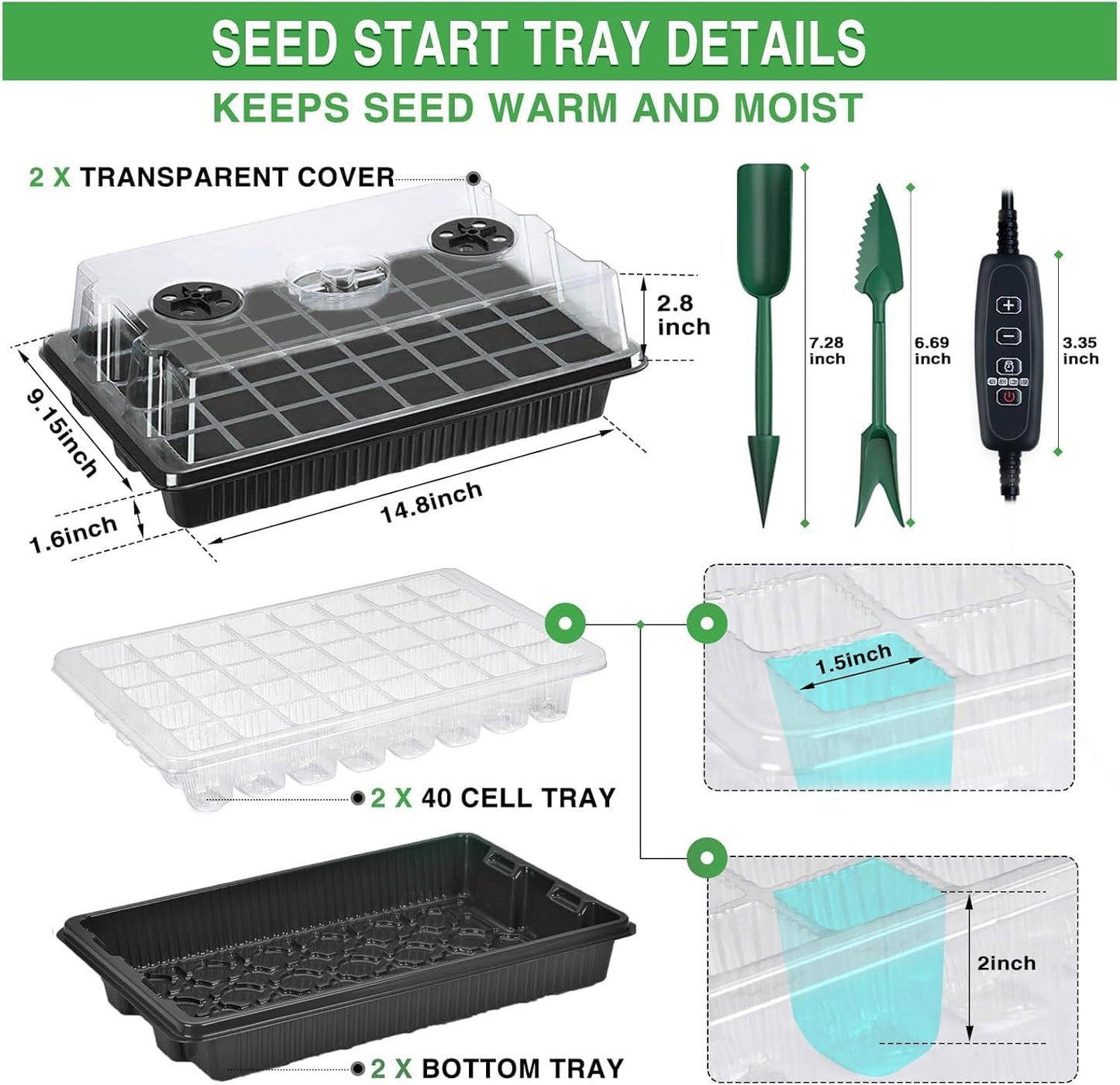 YAUNGEL Seed Starter Tray with Grow Light, Seed Starter Kit with Timin