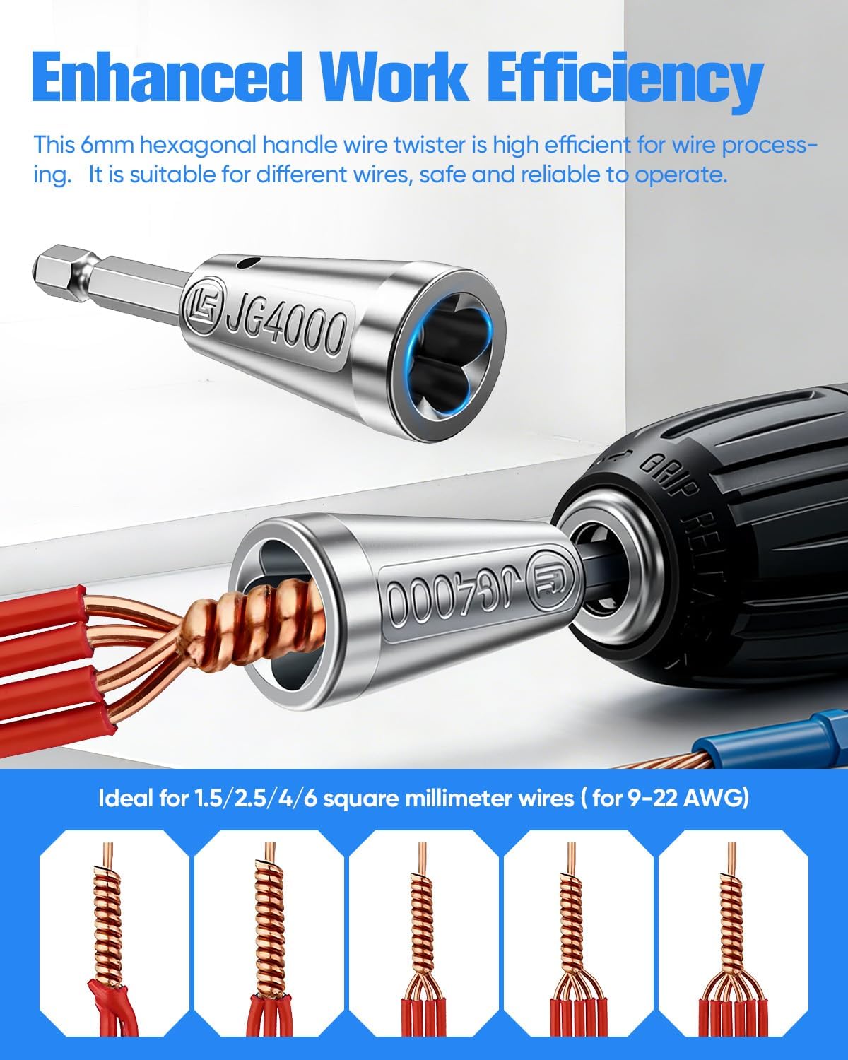 Wire Twister Tool for Drill, 2026 Upgrades Wire Nut Twister for Drill 