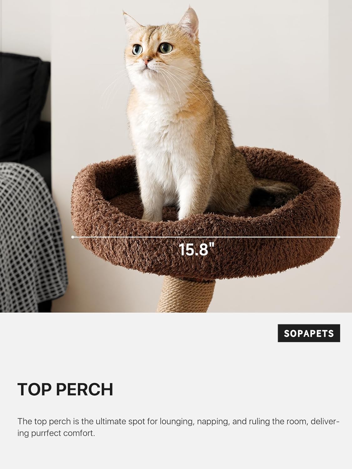 40 Inch Tall Modern Solid Wood Cat Tree Tower for Indoor Cats Large Ad