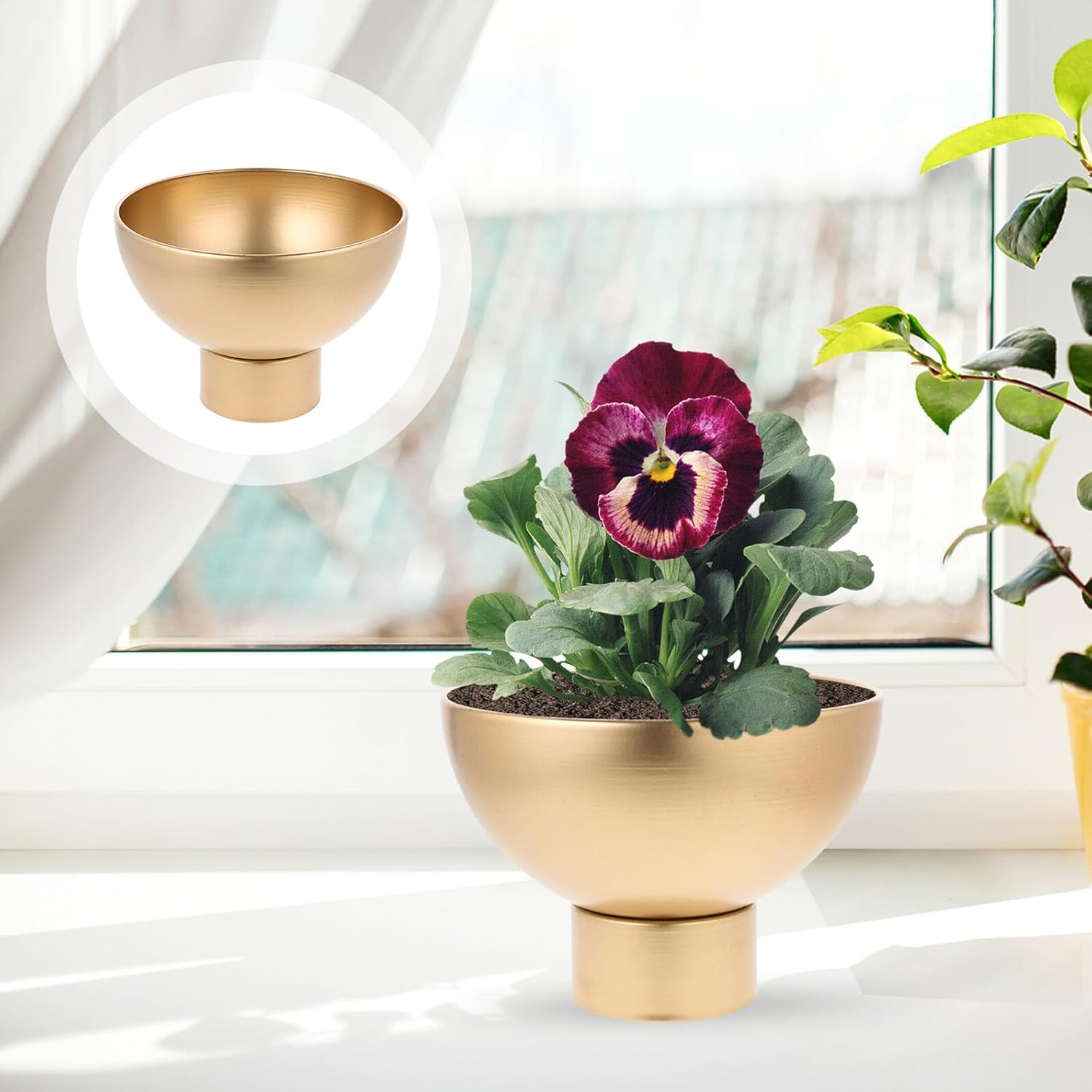 Metal Decorative Vase Small Gold Metal Planter Bowl Shape Vintage Styl