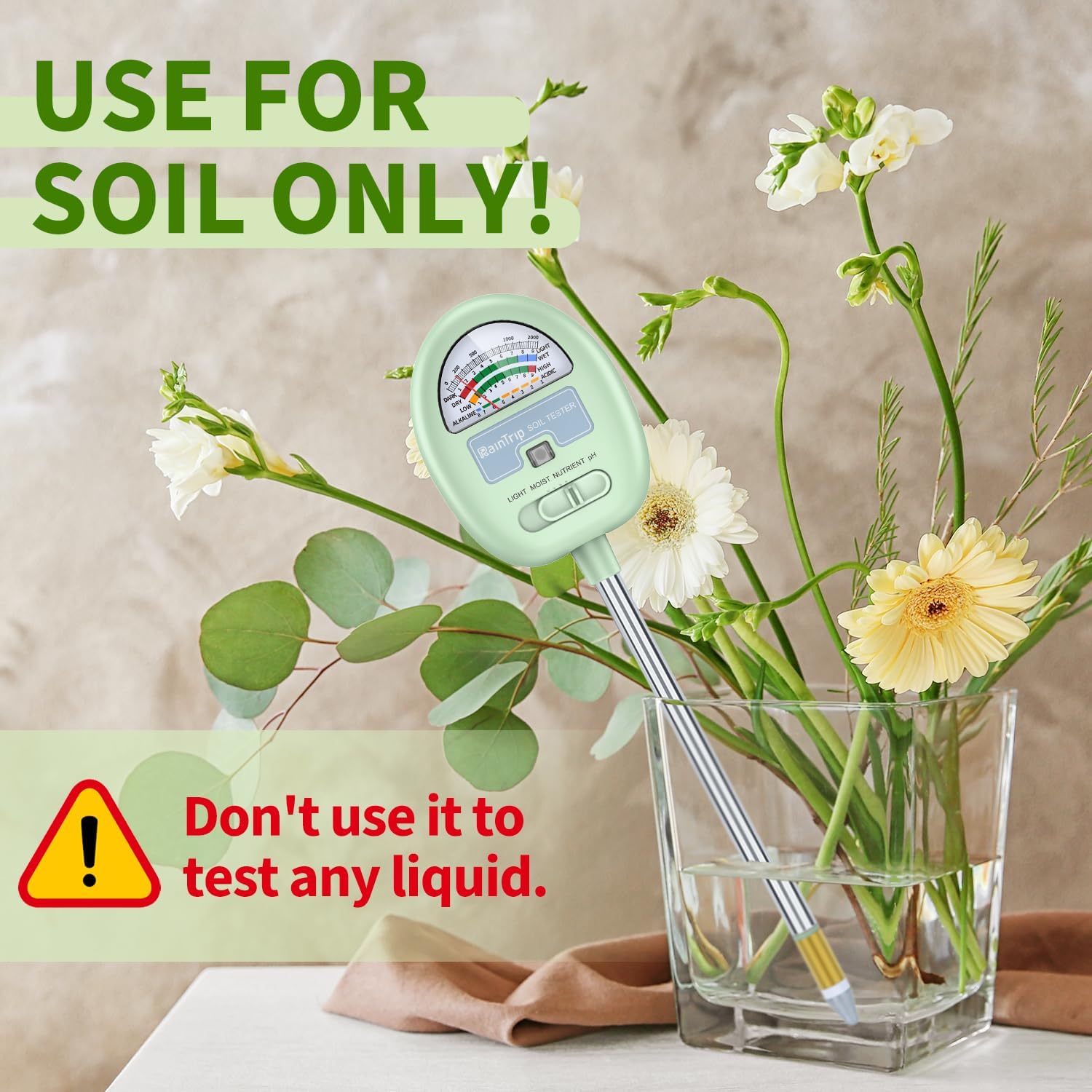 Soil Moisture Meter,4-in-1 Soil Ph Meter, Soil Tester for Moisture, Li