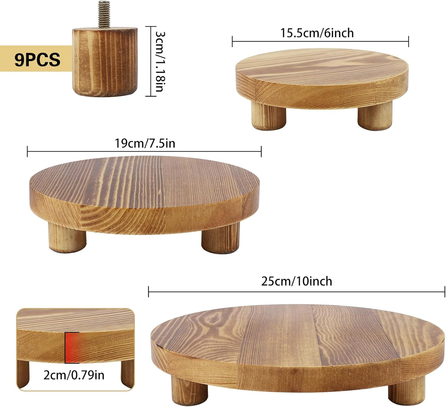 Wooden Plant Stands,Wood Risers Indoor Outdoor for Decor,Wooden Stool 