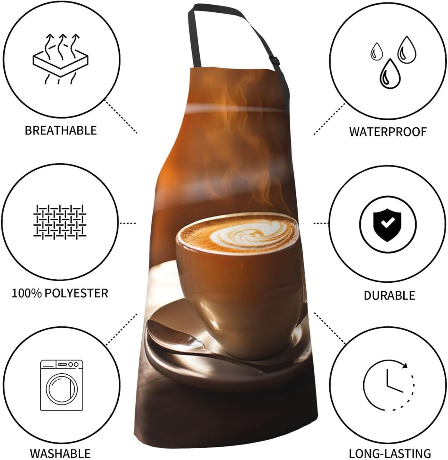 Delicious Coffee print Waterproof apron with pocket adjustable cooking apron for adult kitchen bibs to bake