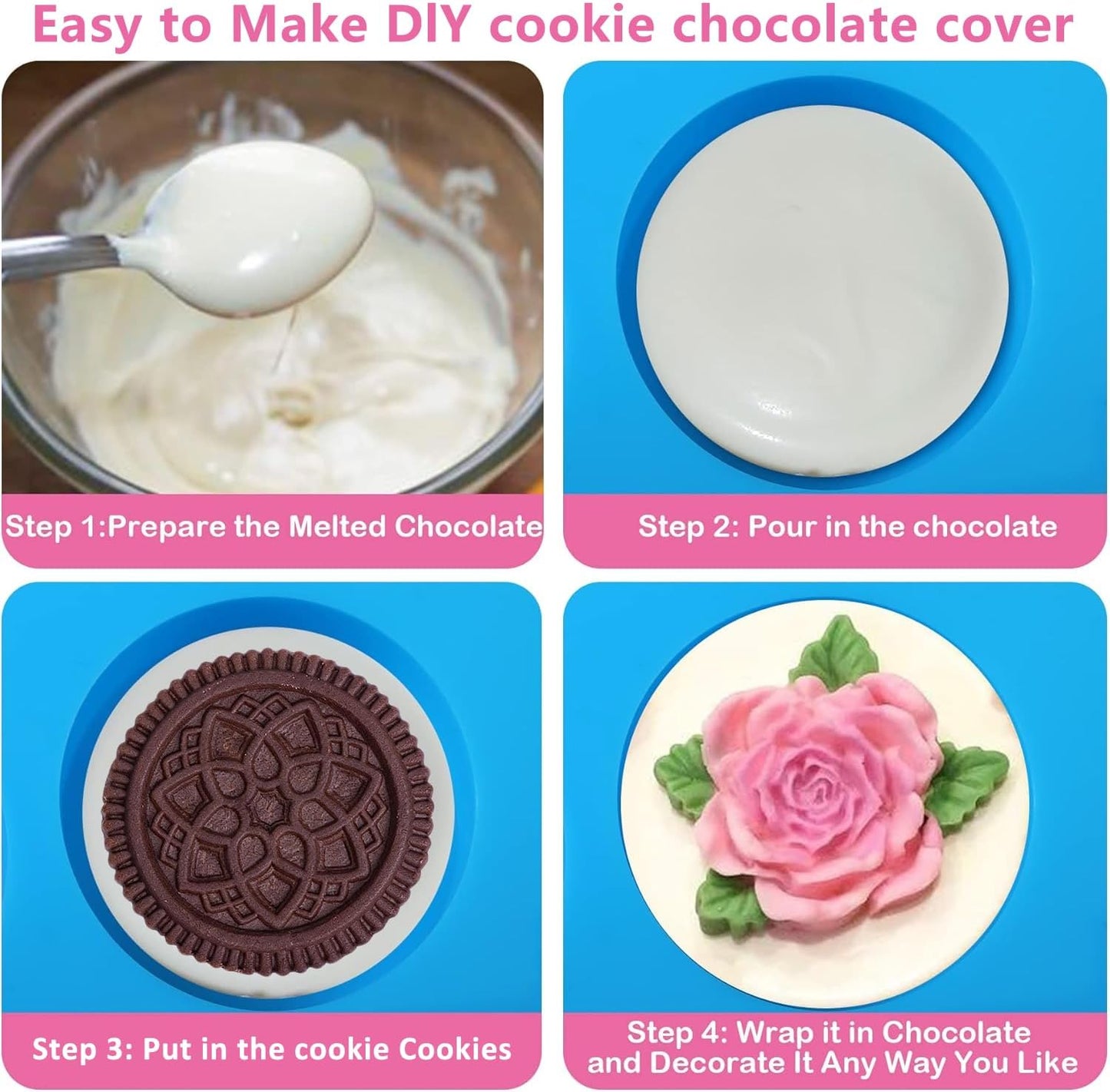 Sidosir 3Pcs Oreo Cookie Chocolate Silicone Mold, 12-Cavity Round Cylinder Oreo Chocolate Cover Molds for Candy, Silicone Baking Molds for Mini Cakes, Jelly