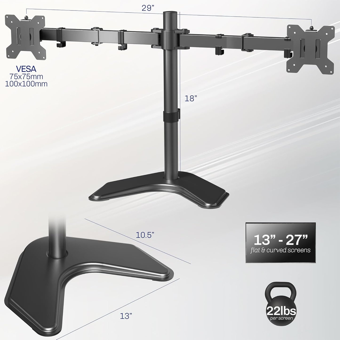VIVO STAND-V002F Dual LED LCD Monitor Free-Standing Desk Stand for 2 S