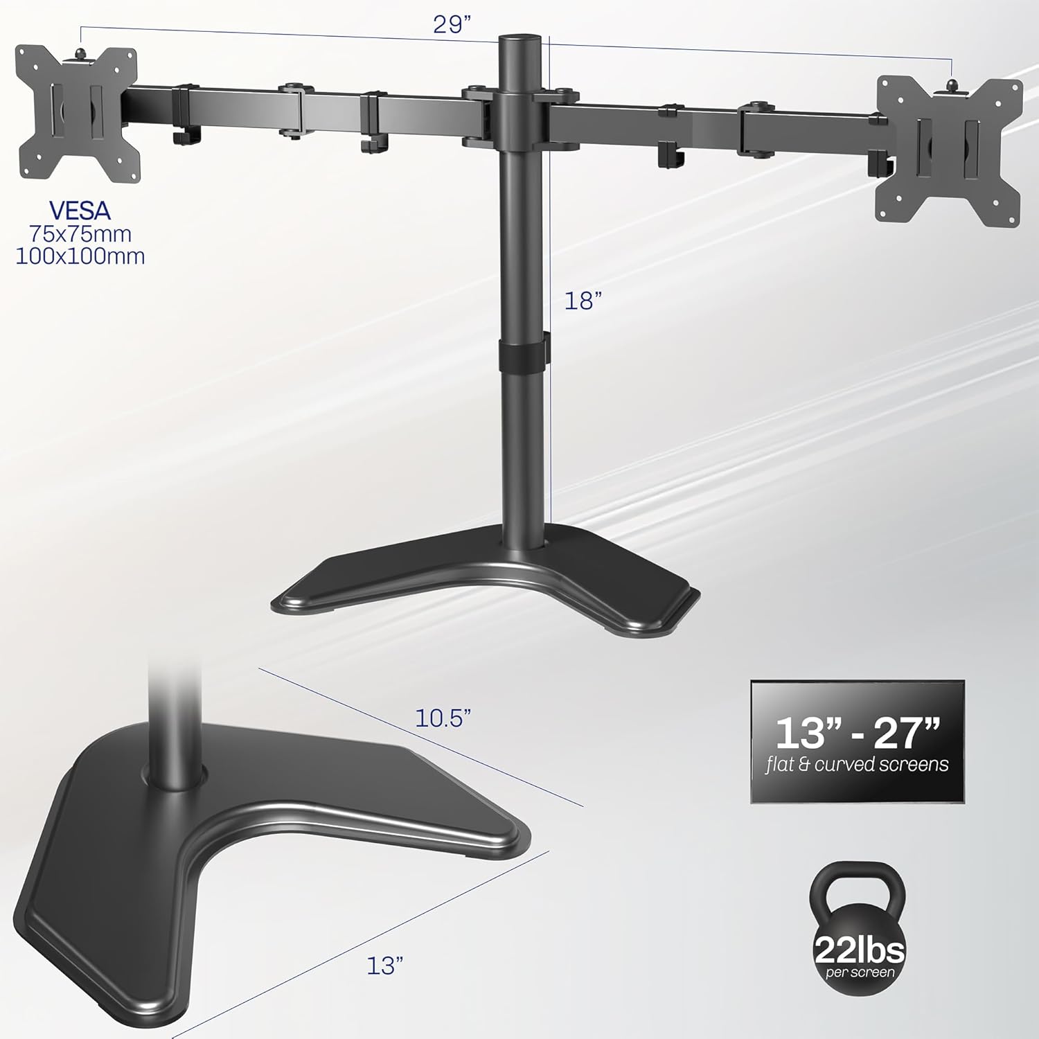 VIVO STAND-V002F Dual LED LCD Monitor Free-Standing Desk Stand for 2 S