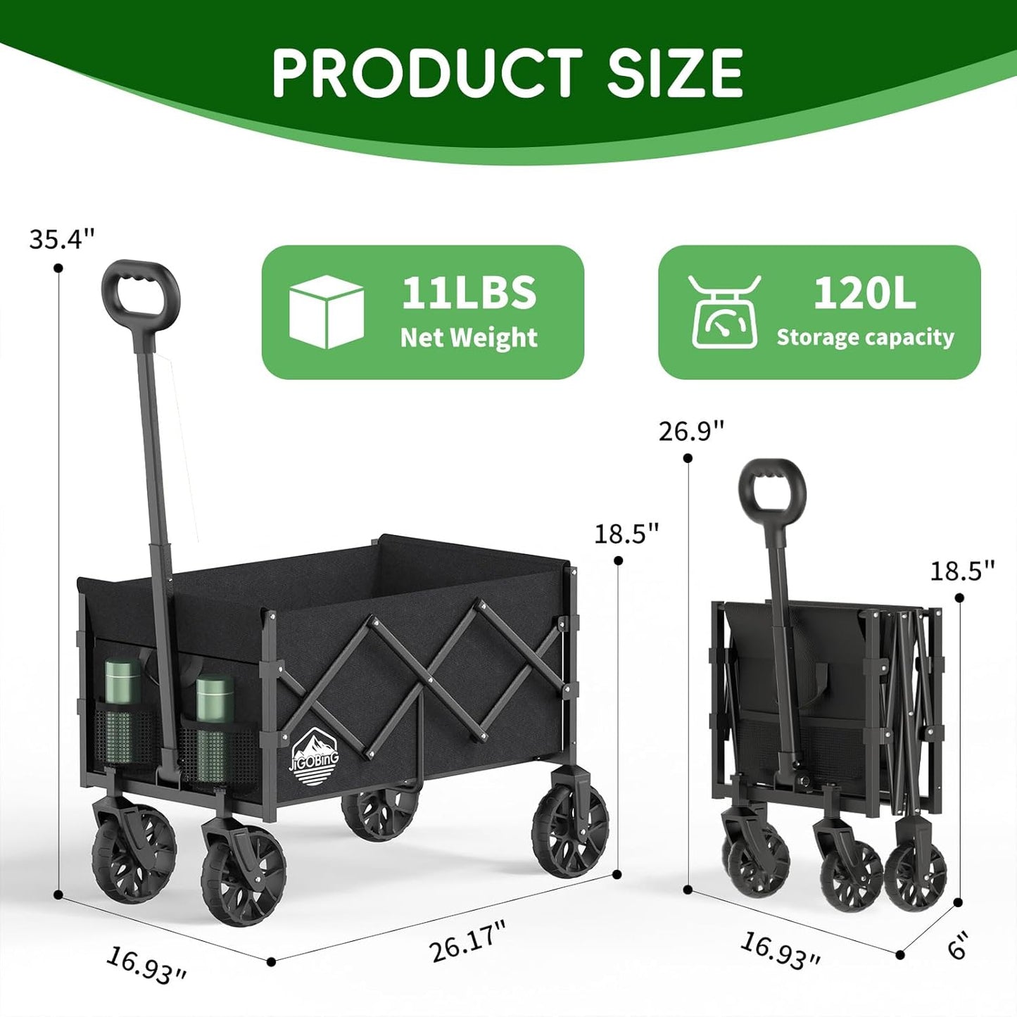 Collapsible Wagon, Portable Folding Wagons Carts with Wheels Foldable,