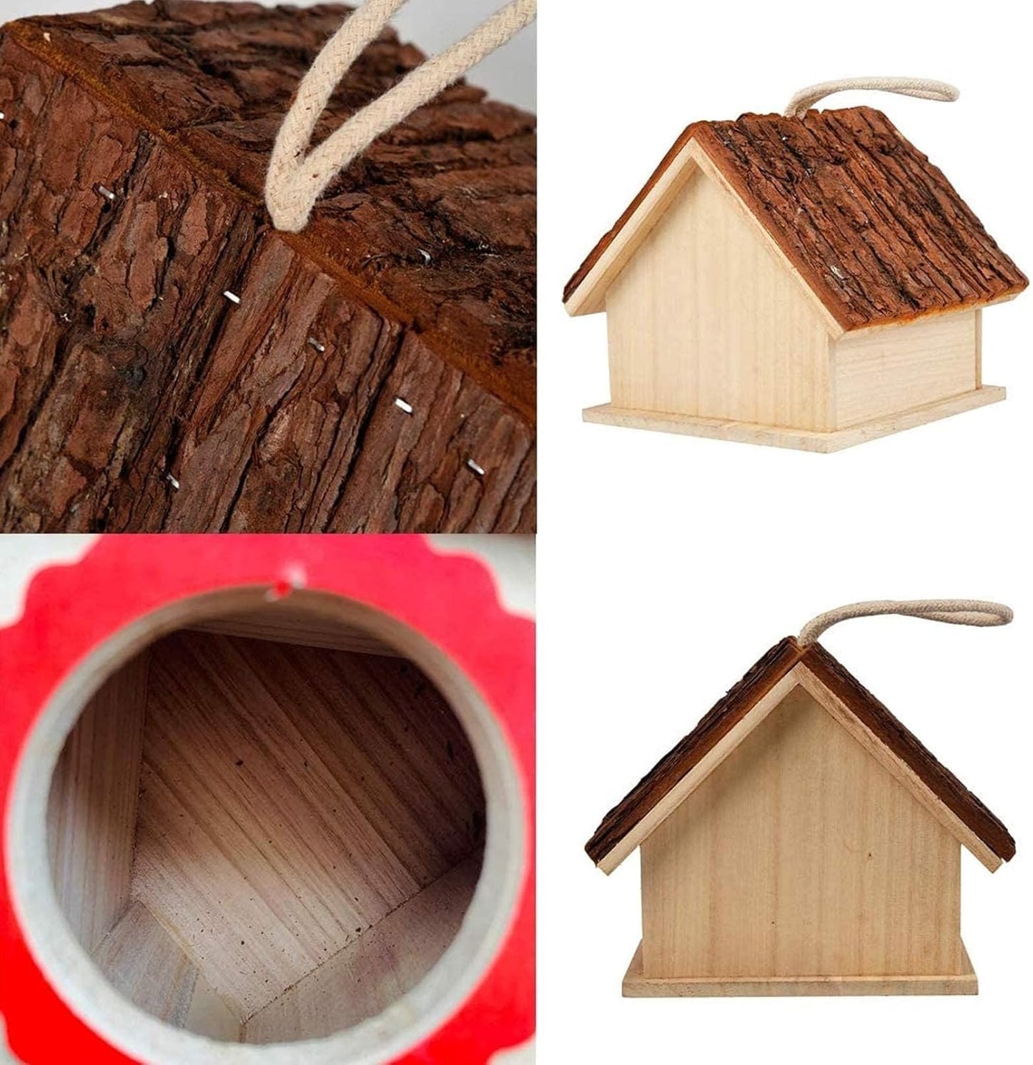 kathson Parakeet Nesting Box Wood Bird House for Cage Wooden Parrot Nest Breeding Mating Box for Lovebirds Cockatiel Canary Finch Budgie and Small and Medium-Sized Birds