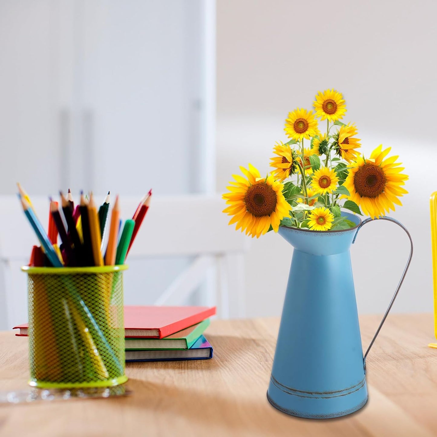 Blue Large Iron Flower Bucket, Multifunctional Metal Planter Pot for Home Décor, Creative Succulent Container Suitable for Indoor and Outdoor Use