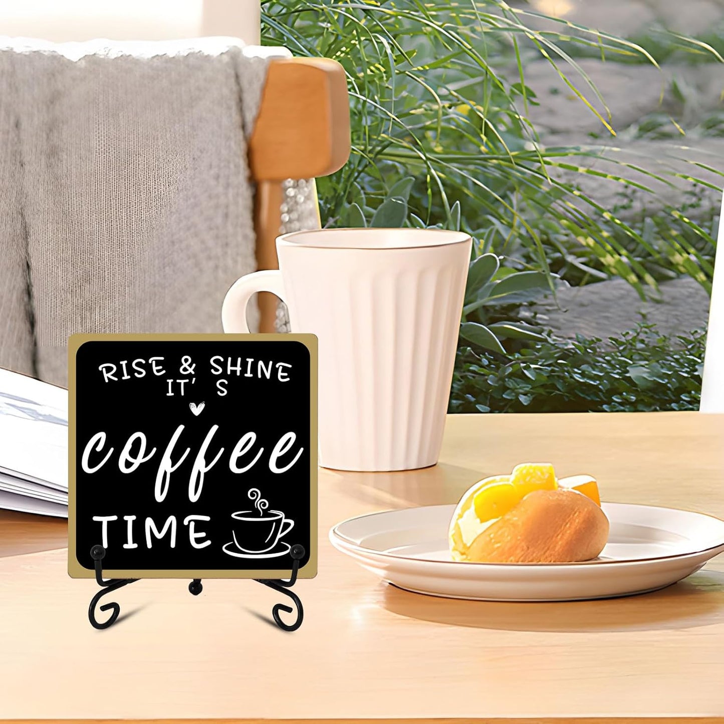 Wooden Coffee Bar Sign Coffee Bar Decor, Coffee Bar Decorations Black 