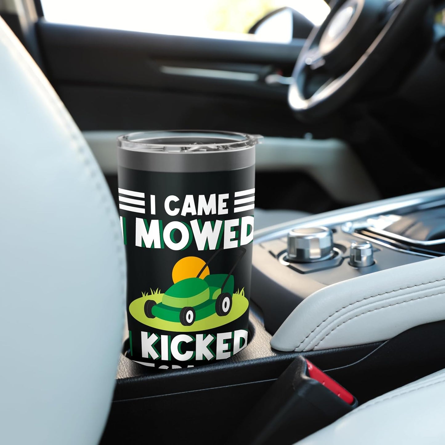I Came I Mowed I Kicked Grass Funny Lawn Mower Gardener Stainless Steel Insulated Tumbler