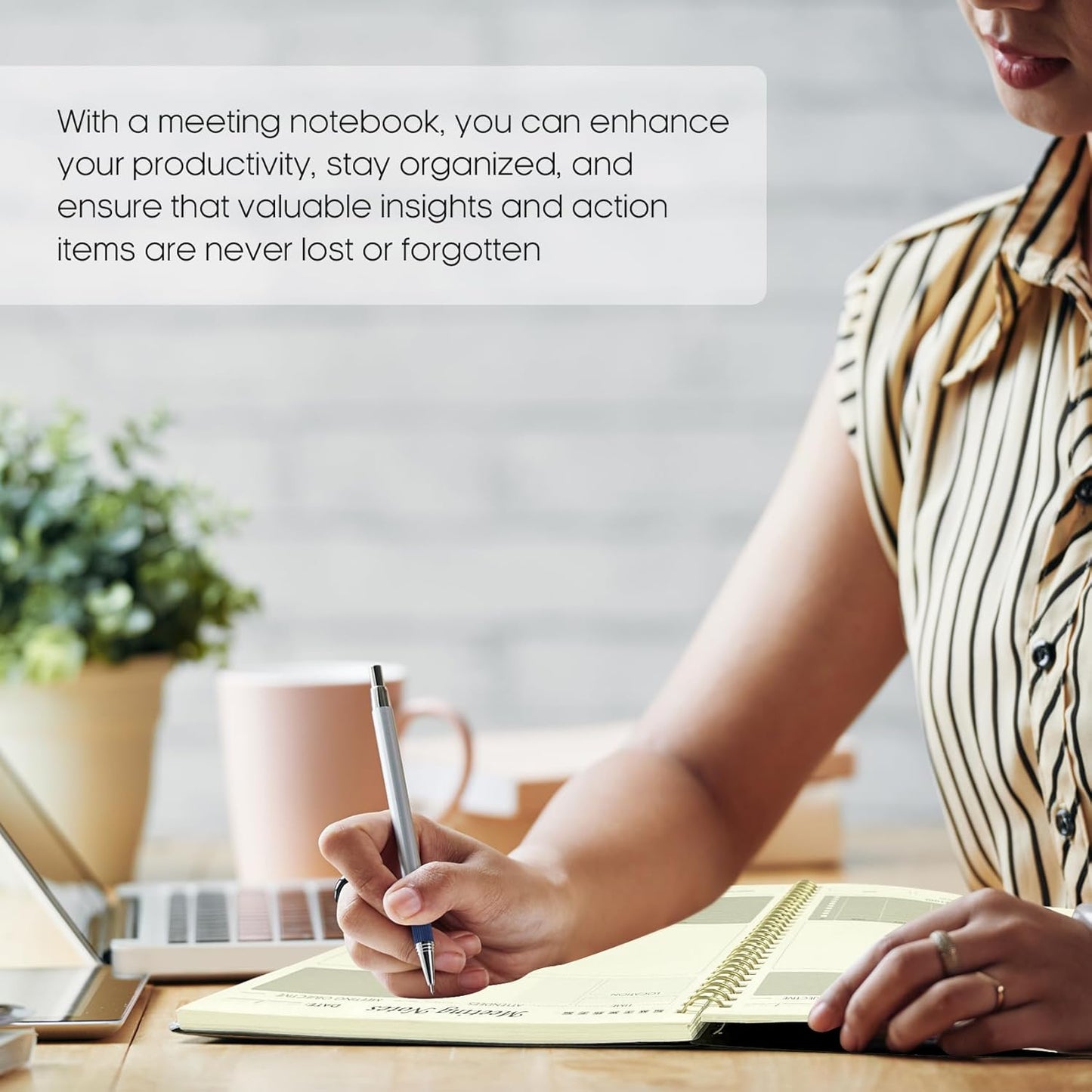 Meeting Notebook for Work Organization - Work Planner Notebook with Ac