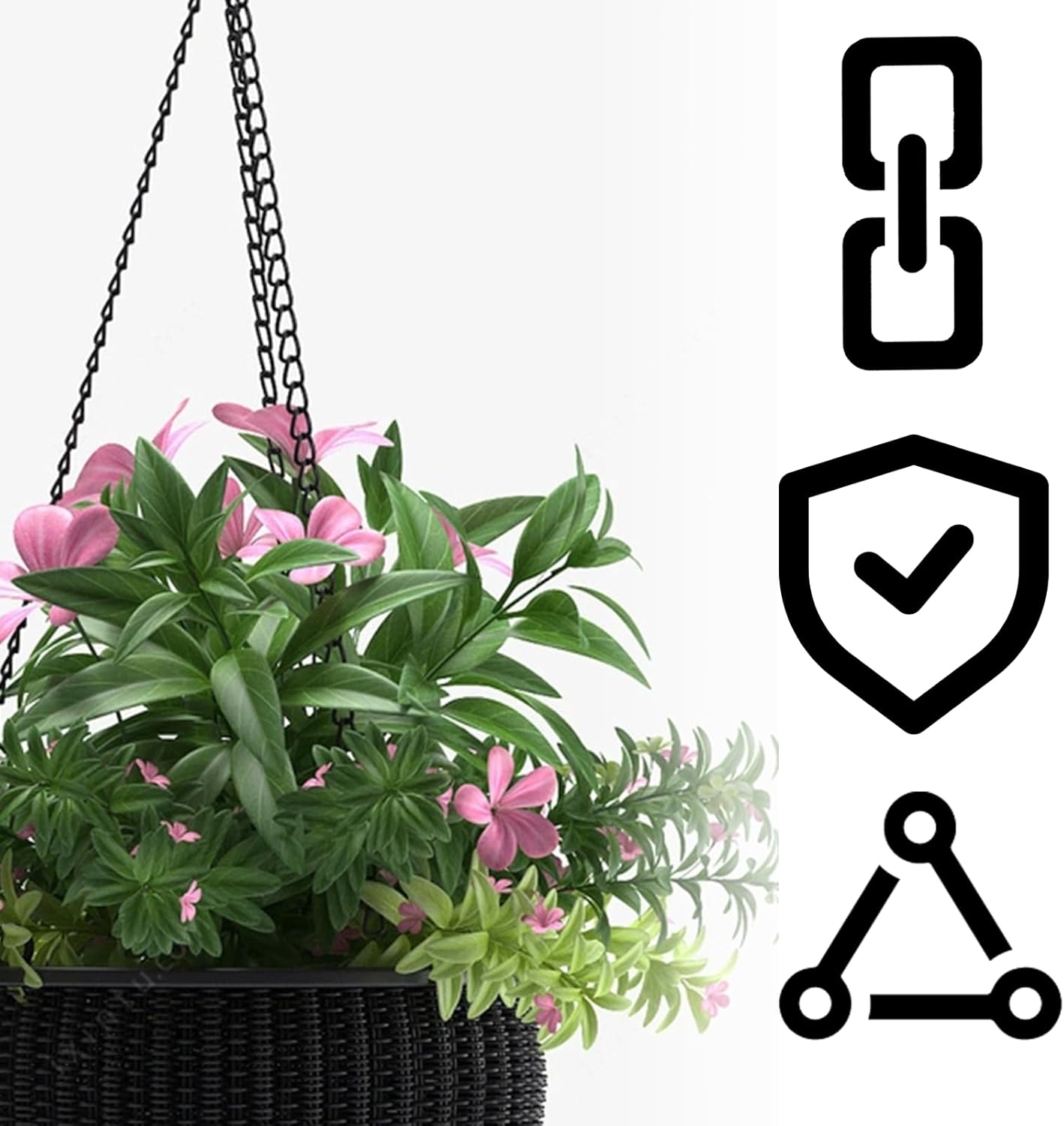 28 inch Hooked Hanging Chain, Used for Bird feeders, Bird Baths, hydroponic Plants, Lanterns, Wind Chimes, Flower Baskets, billboards, and Decorative Purposes, 6 Pieces in Black