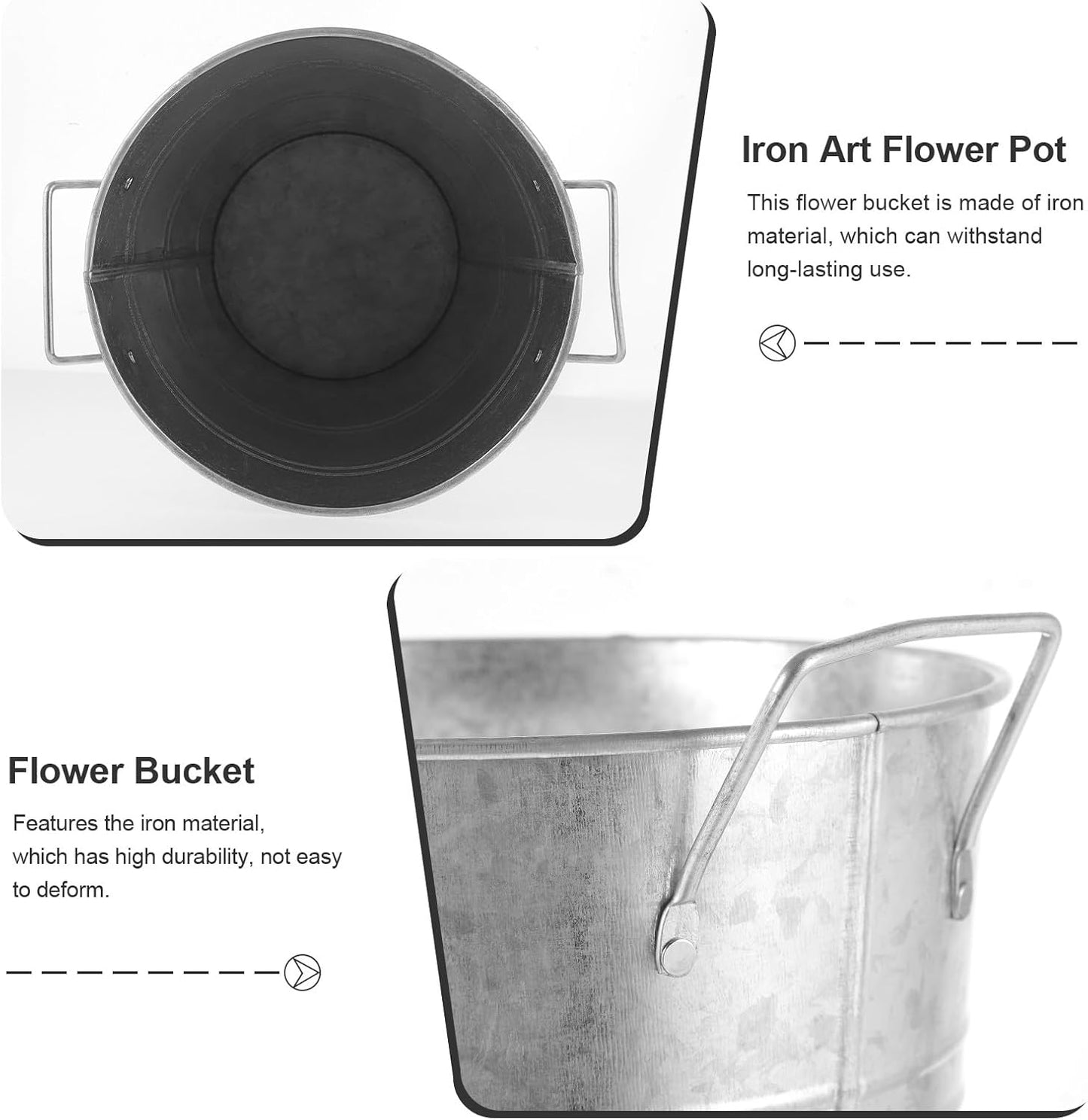 Milisten Vintage Flower Arrangement Vase Rustic Iron Planter Bucket 19