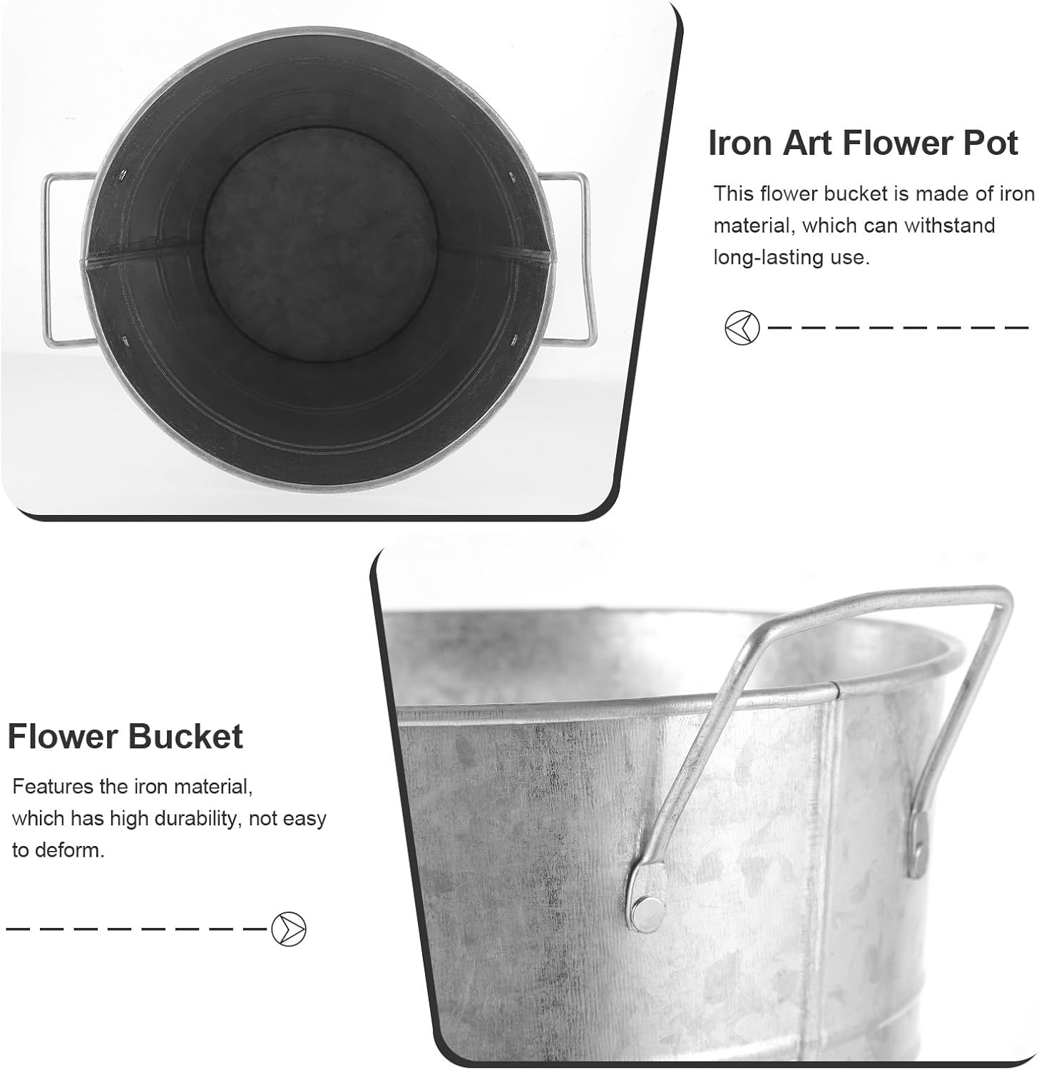 Milisten Vintage Flower Arrangement Vase Rustic Iron Planter Bucket 19