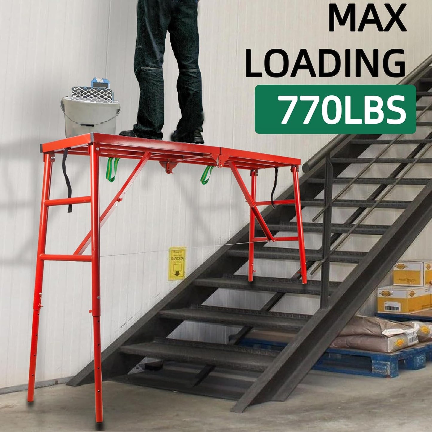 Folding Scaffolding Platform, 71(L) x15.7(W) x51(H)''770 Lbs, Adjustab