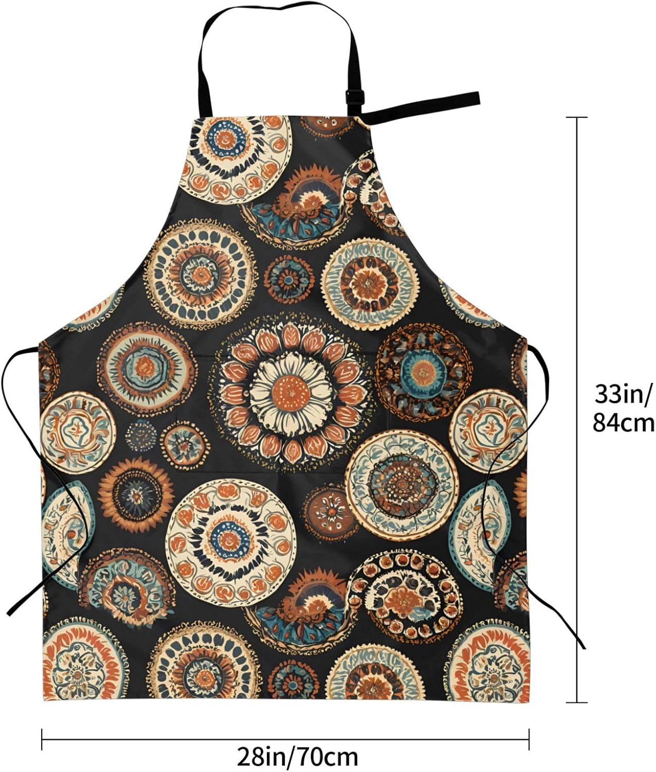 YANYU Ethnic Circles Floral Pattern Print 28x33 In Kitchen Apron Styli