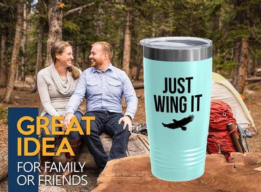 Birding Teal Edition Viking Tumbler 20oz - Just wing it - Bird Feeder 