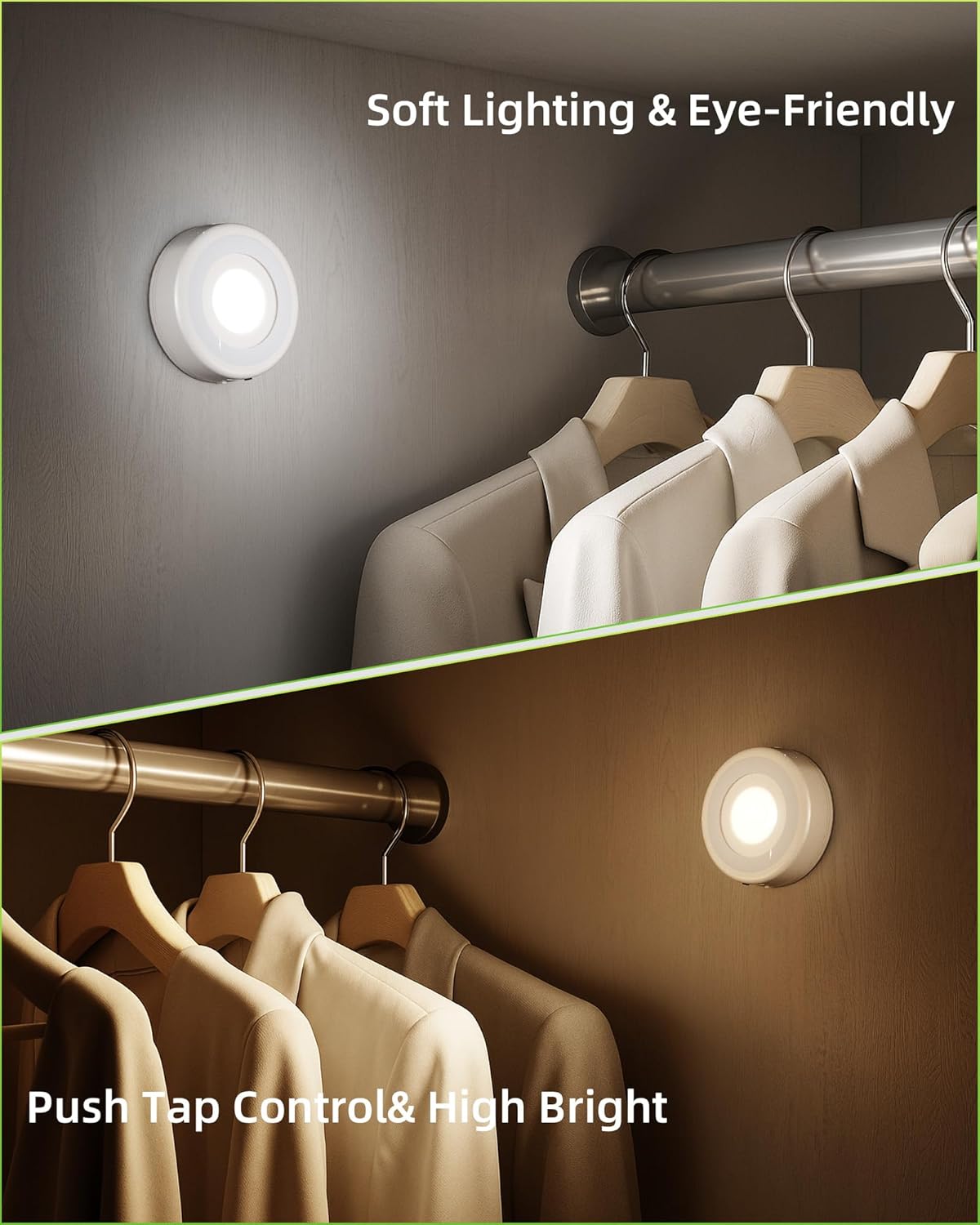 EZVALO LED Puck Lights, Rechargeable Battery Touch Light, 2.5'' Mini T