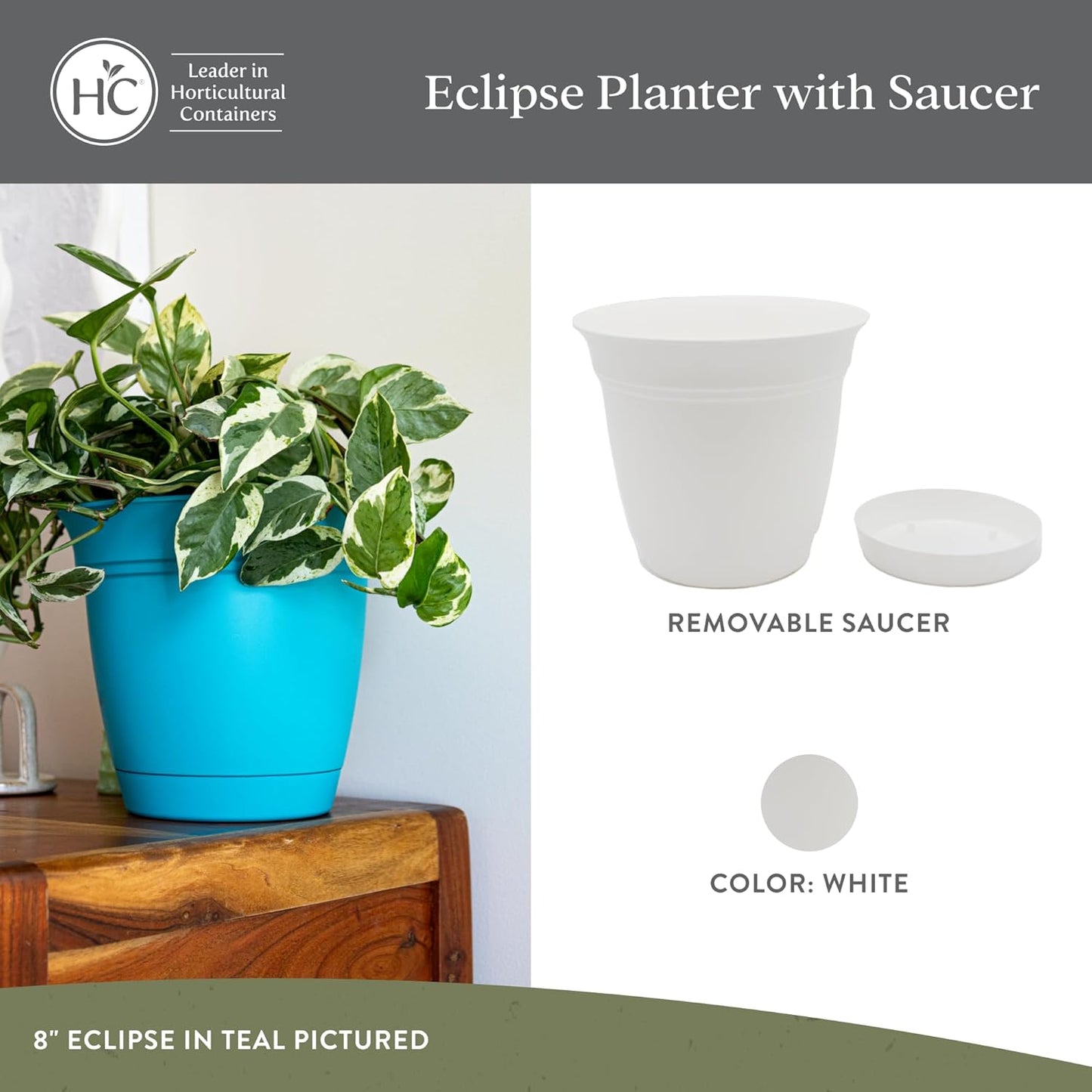 The HC Companies 12 Inch Eclipse Round Planter Pots with Drainage Hole