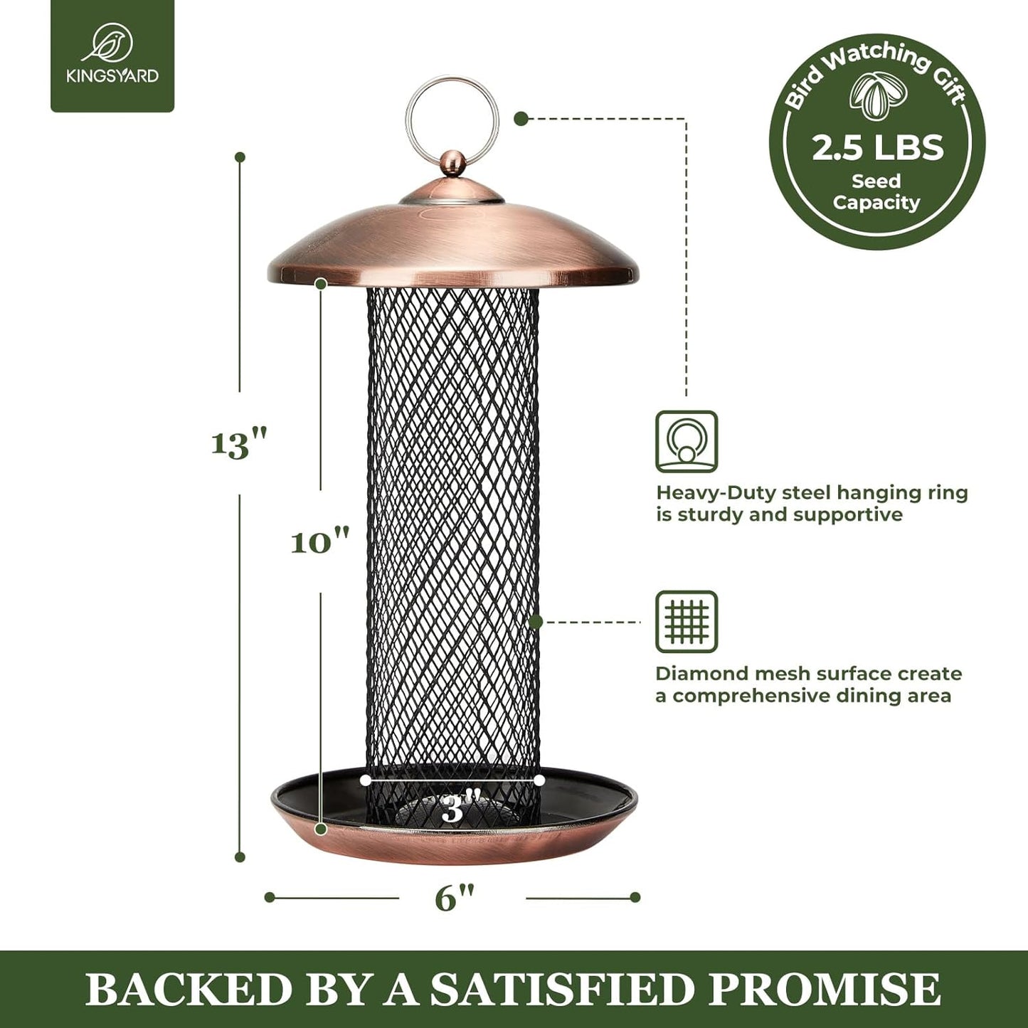 Kingsyard Mesh Tube Bird Feeders for Outdoors Hanging, All Metal, Wild
