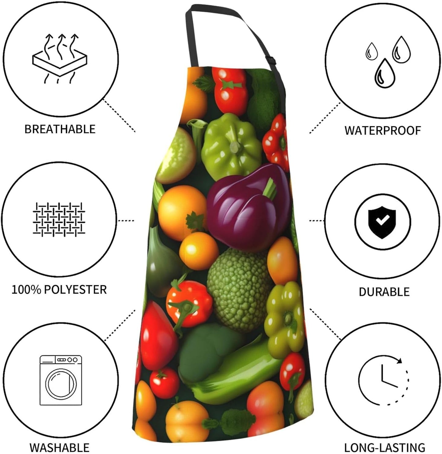 Vegetable Fruit print Waterproof apron with pocket adjustable cooking apron for adult kitchen bibs to bake