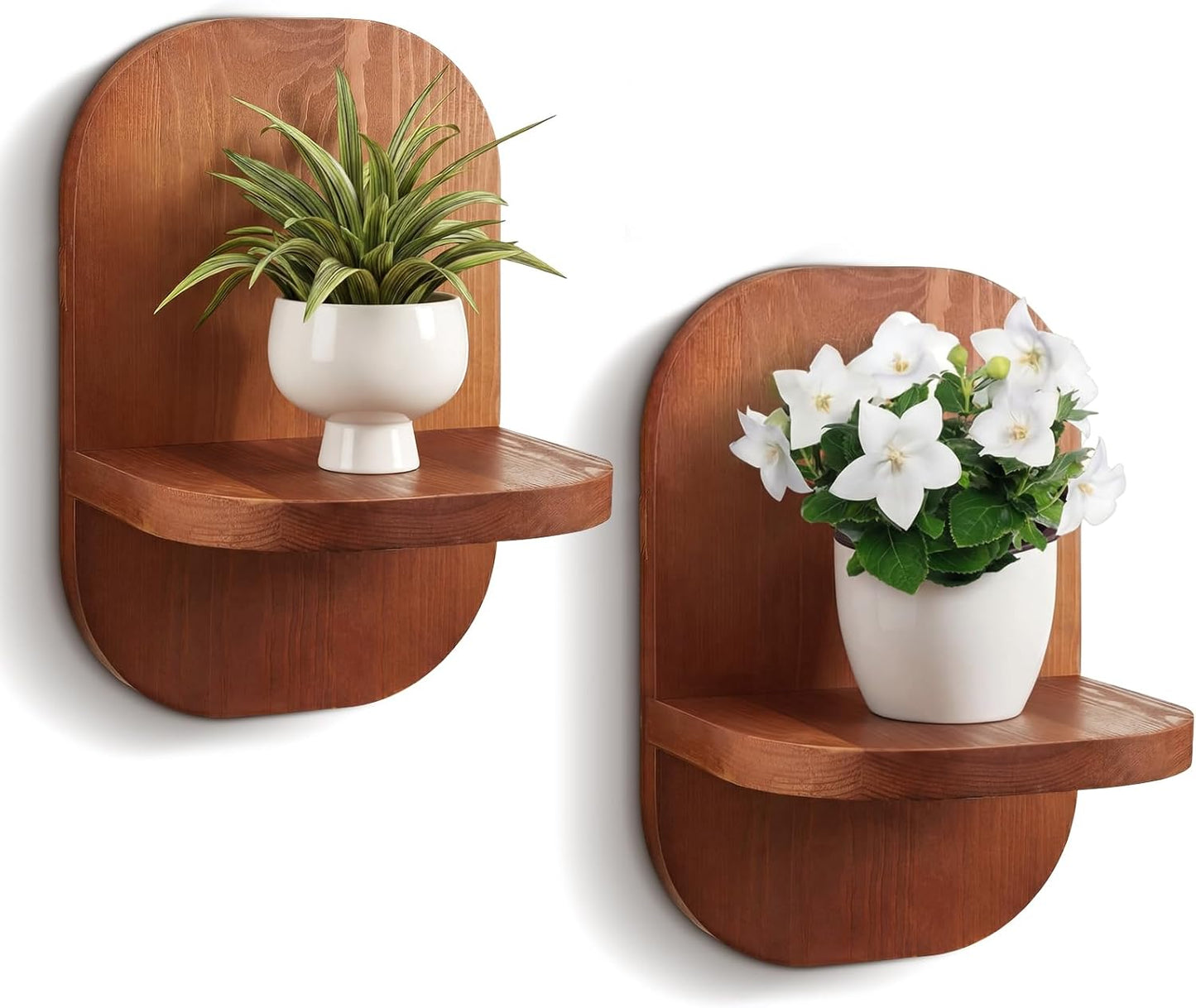 2 Pack Wooden Wall Mounted Plant Holder, Wall Hanging Plant Holders for Indoor Plants Flower Pot Hanging Shelves for Bedroom Living Room Porch Balcony Outdoor Decor