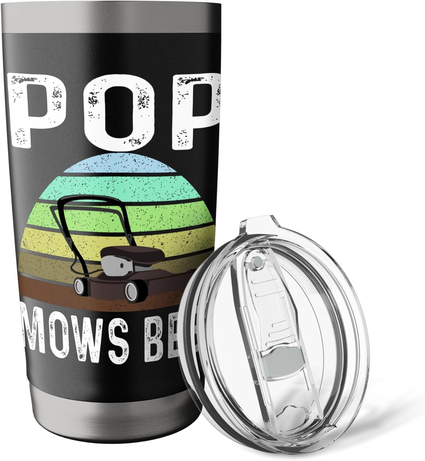 Funny Pop Mows Best Lawn Care Grass Mowing Lawn Mower Dad Stainless Steel Insulated Tumbler