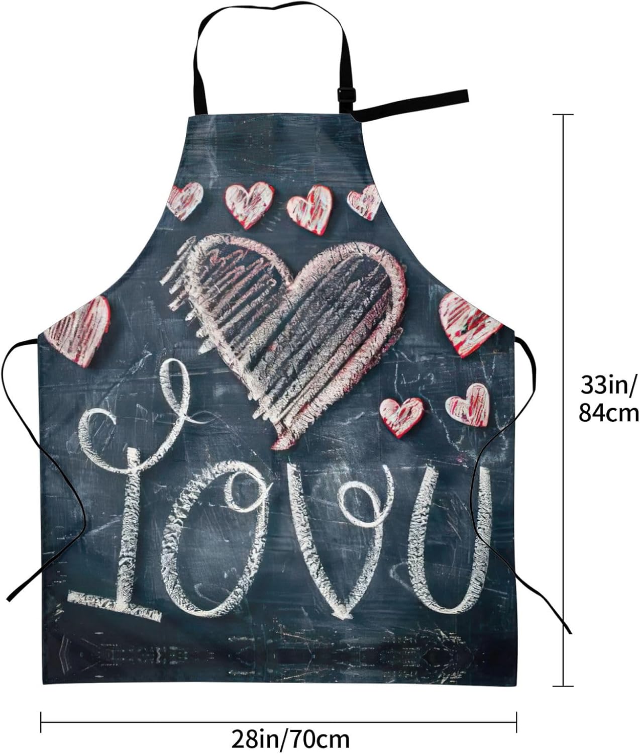 I Love You Words with Hearts print Waterproof chef's apron with pocket apron for kitchen cooking baking barbecue and gardening