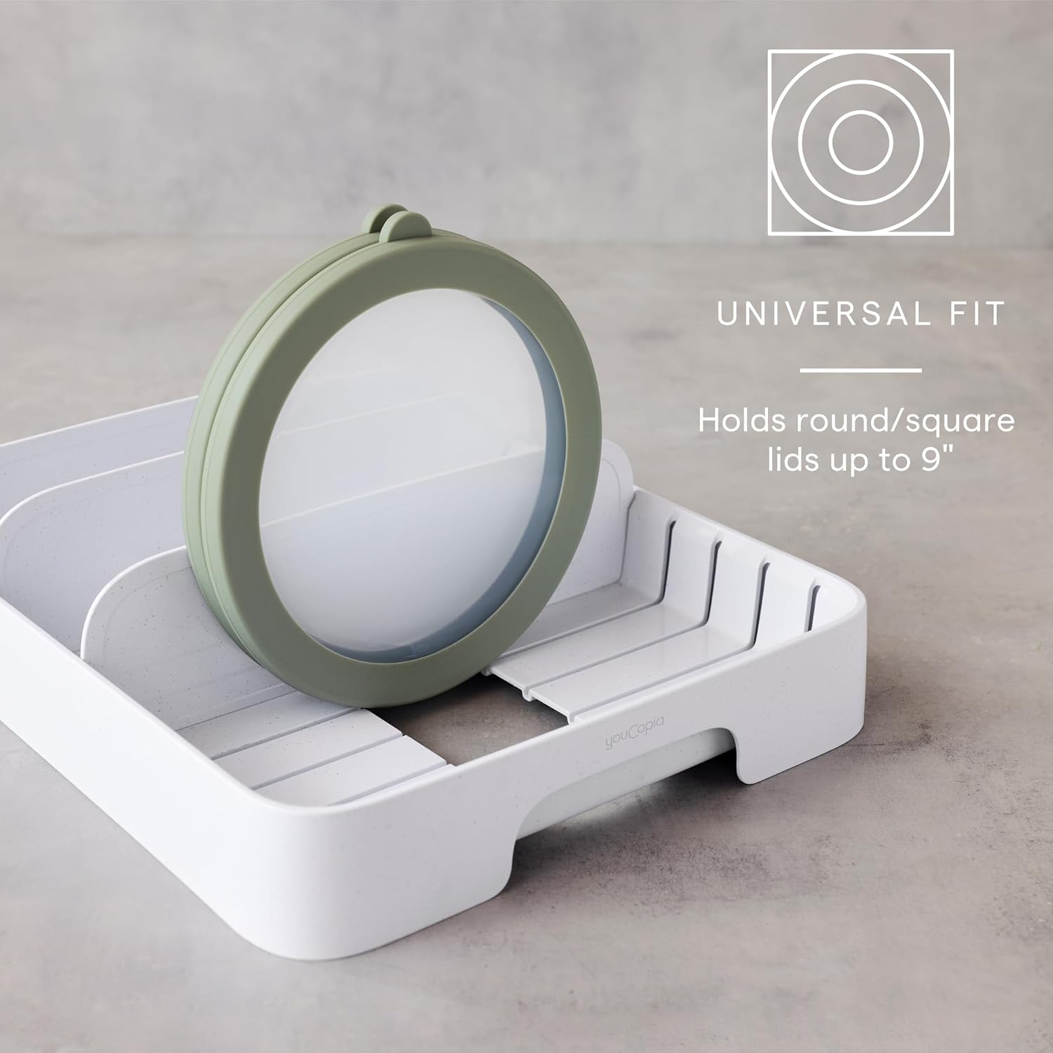 YouCopia StoraLid Adjustable Food Container Lid Organizer for Kitchen 