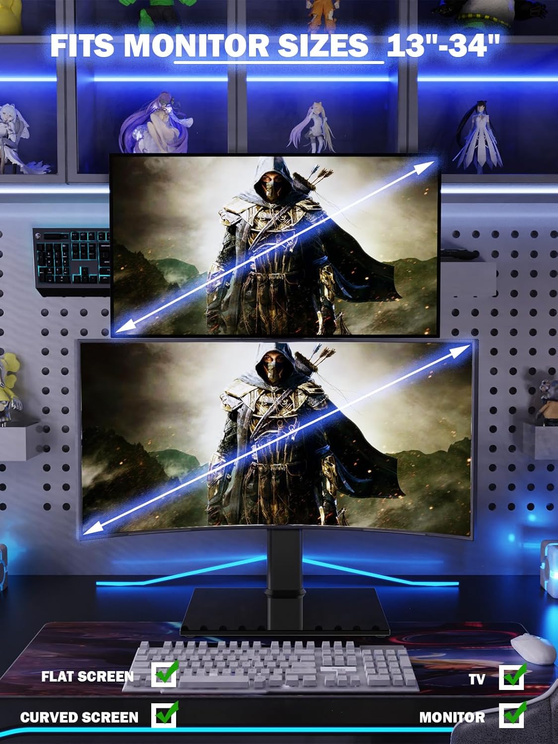 Dual Monitor Stand - Vertical Stack Screen Free-Standing Monitor Riser