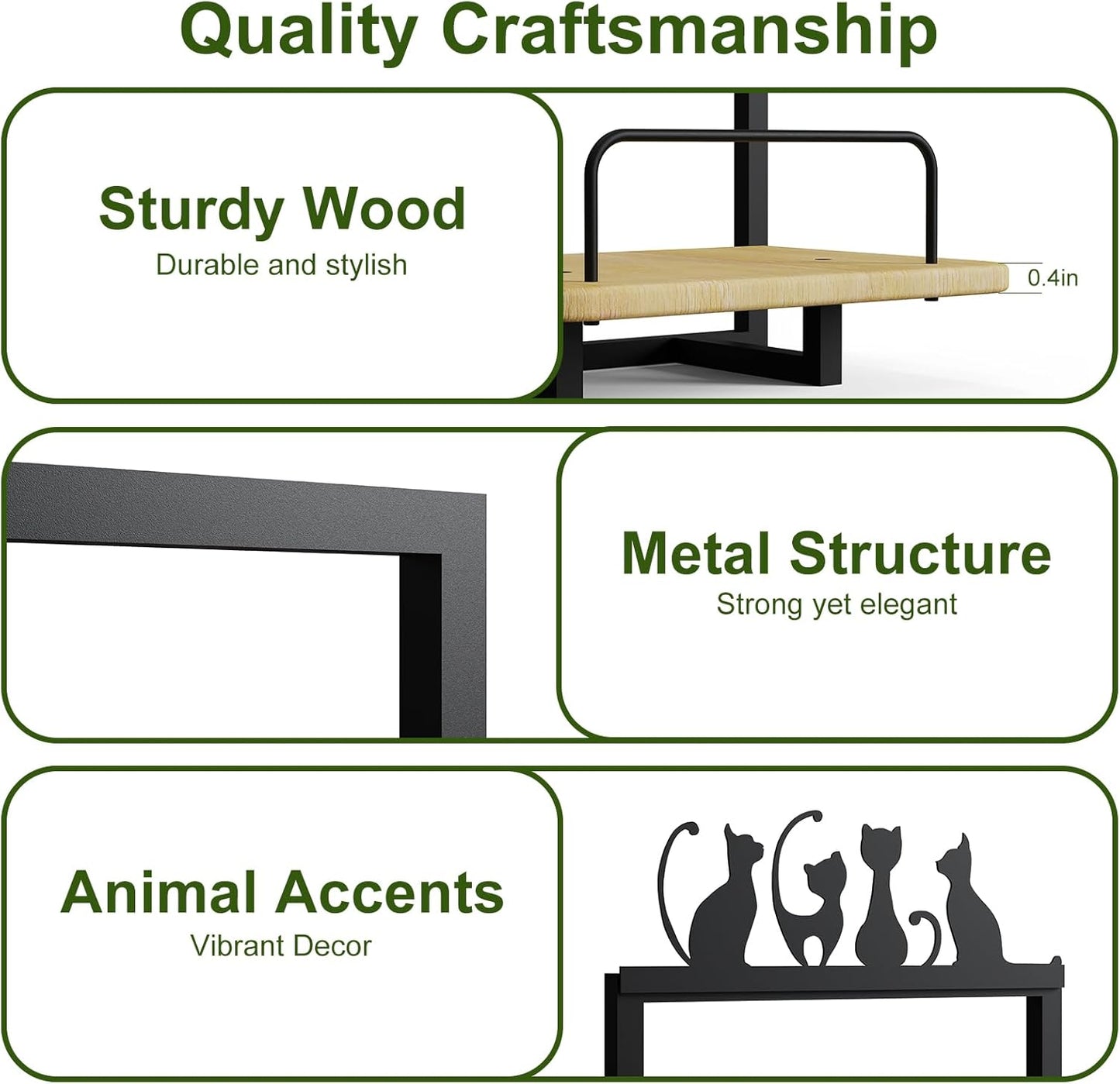 Shineled Wall Planter for Indoor Plants 2PK, Floating Wall Shelf with Oak Wood, Magnetic Animal Wall Plant Holder, Decorative Plant Wall Shelf Home Decor (CAT)