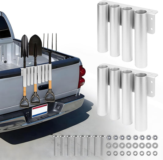 Shovel Holder for Truck/Trailer, 8-Holes in 2 Grouped Heavy-Duty Trailer Tool Rack for Trimmers, Rakes, Lawn & Garden Hand Tools Secure Mounting Prevents Loss