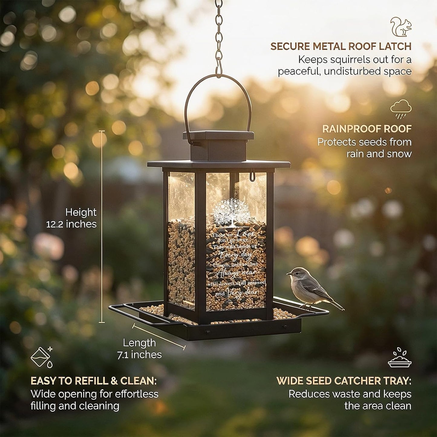 Sympathy Memorial Bird Feeders for Outdoors, Grieving Gifts for Loss of Loved One, Remembrance Condolences Bereavement Funeral Gift Idea, Grief Home Decor Keepsake Garden Outside