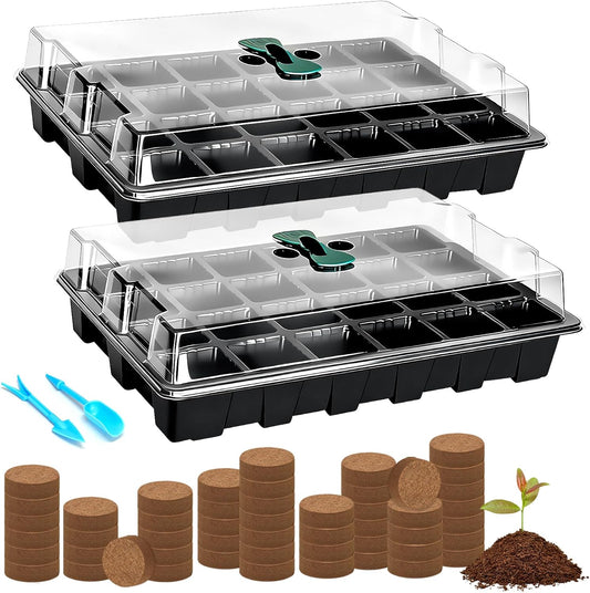 Halatool 2 Set Seed Starter Tray Kits, 2 Pack Germination Tray with 50