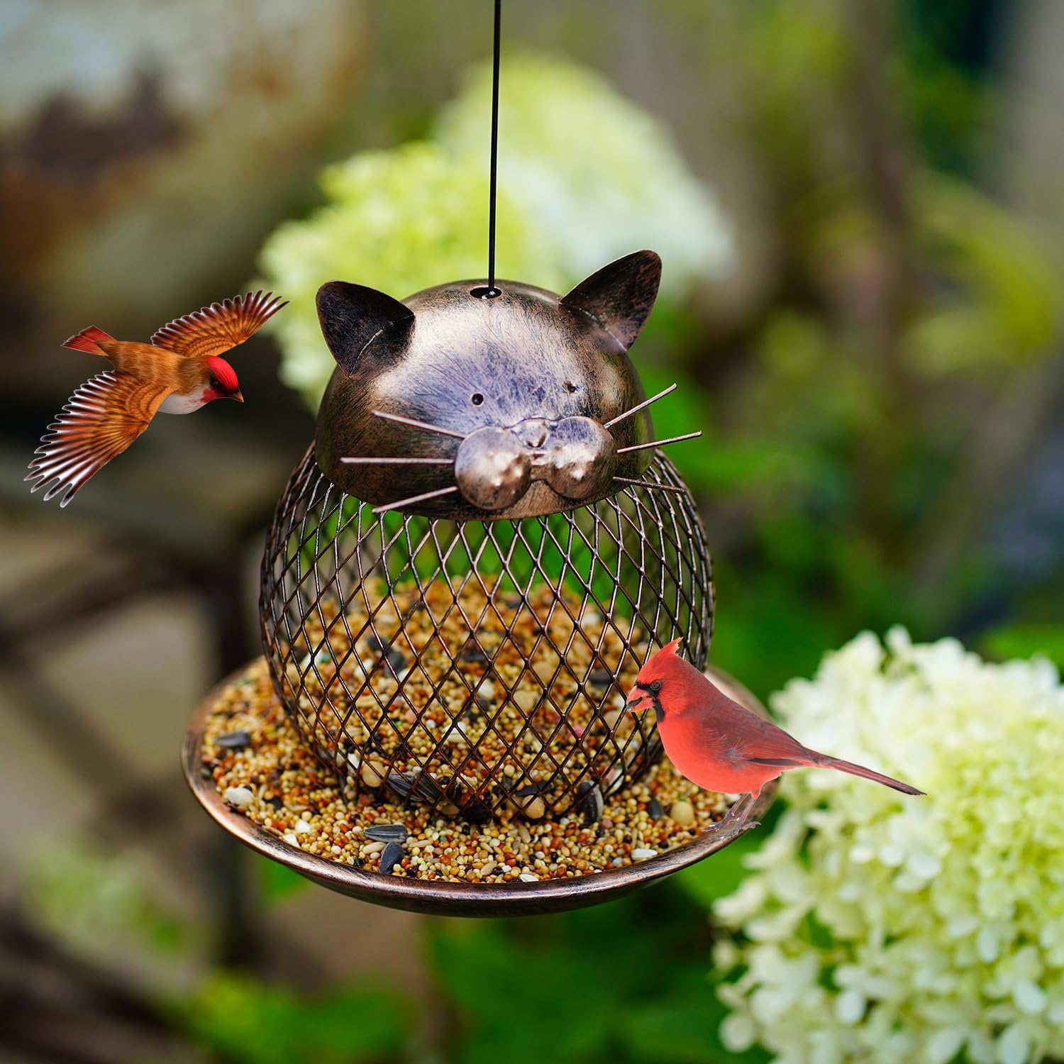 Mentoart Bird-Friendly Outdoor Feeder with Adjustable Hooks - Weatherp