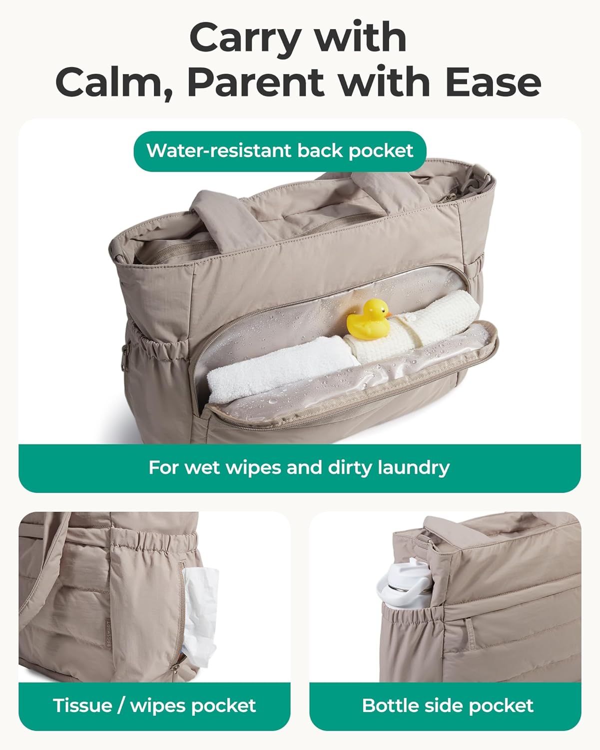 BAGSMART Diaper Bag Tote, Hospital Bag for Labor Delivery, Puffy Mater