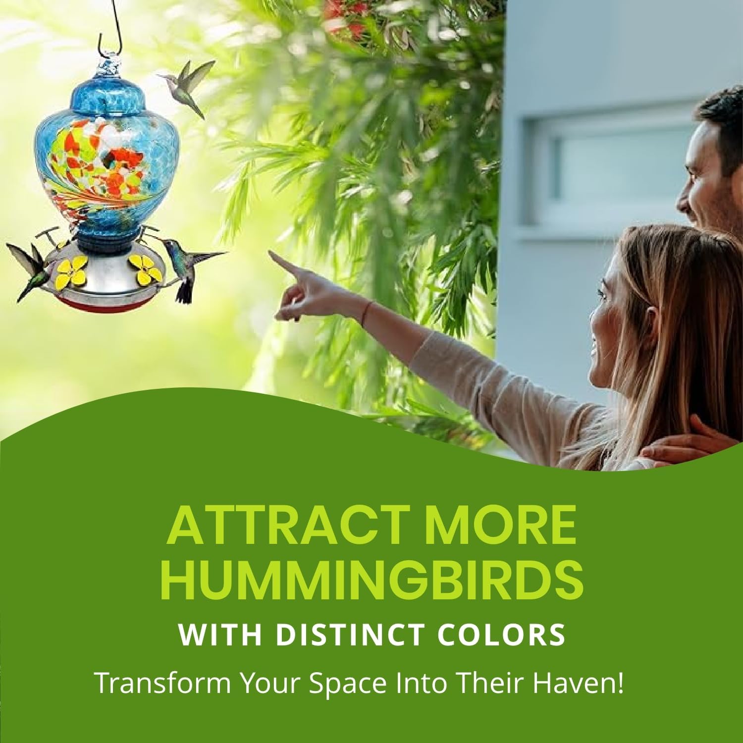Nature Gear Hummingbird Feeder, Hanging-Mount Glass Hummingbird Feeder