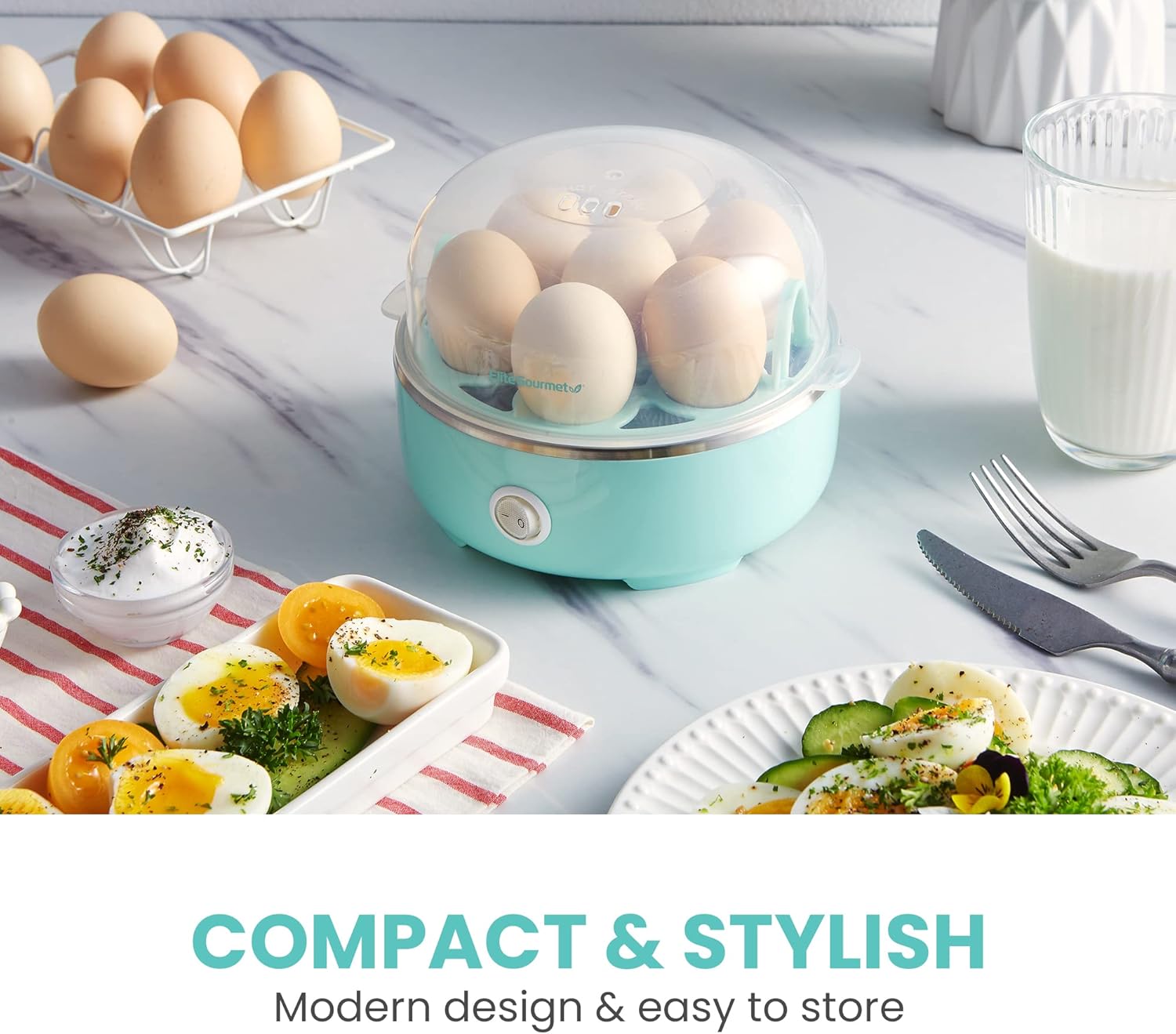 Elite Gourmet EGC115M Easy Egg Cooker Electric 7-Egg Capacity, Soft, M